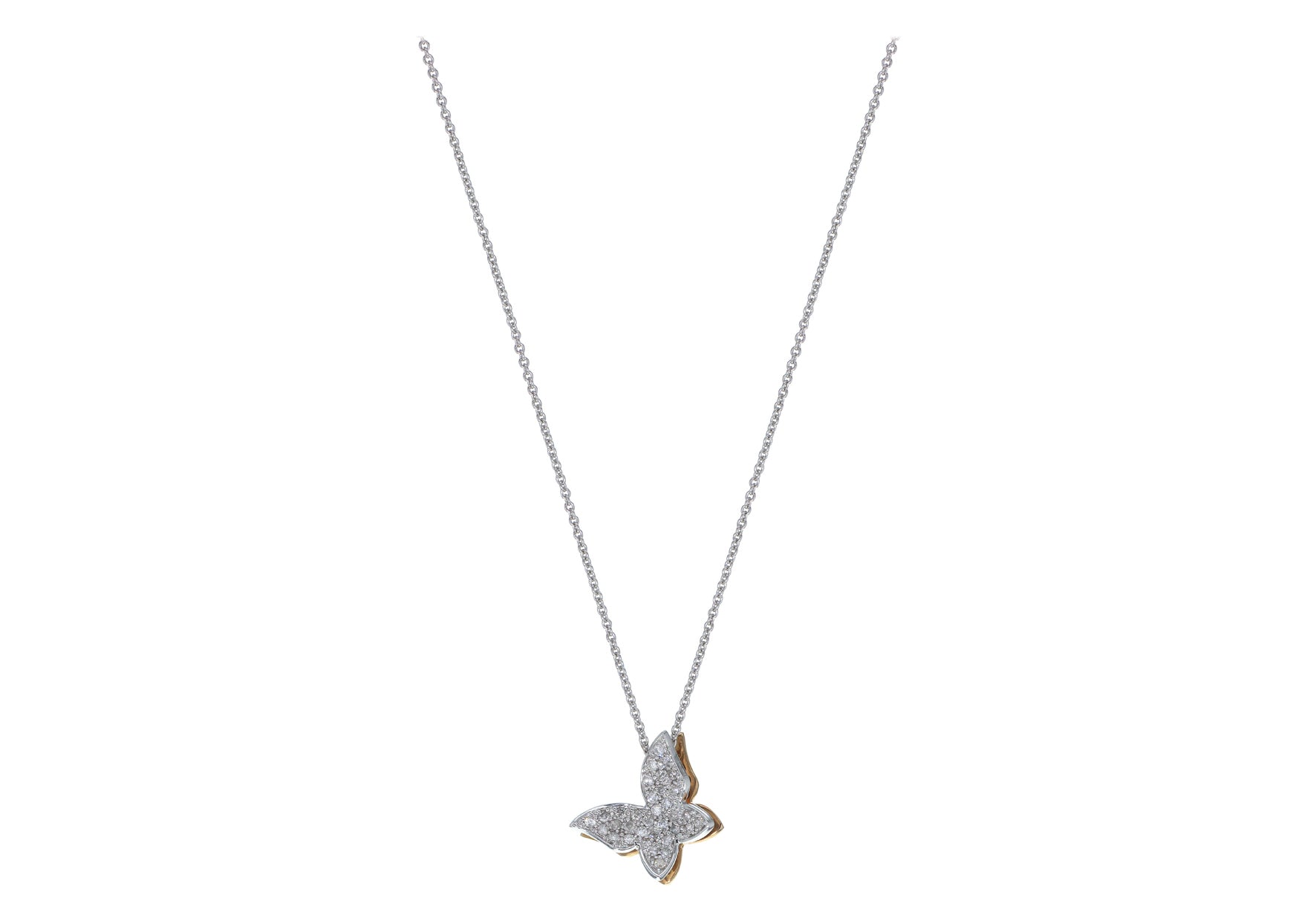 18ct White Gold 0.24ct Diamond Butterfly Necklace