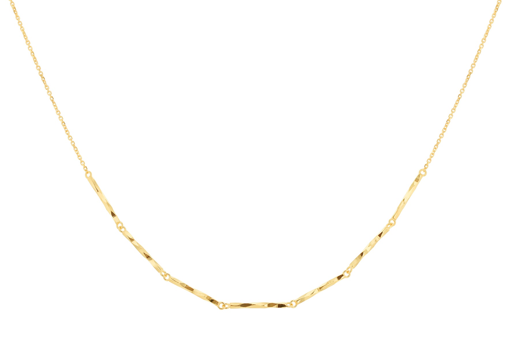 9ct Yellow Gold Diamond Cut Bar Necklace Chain