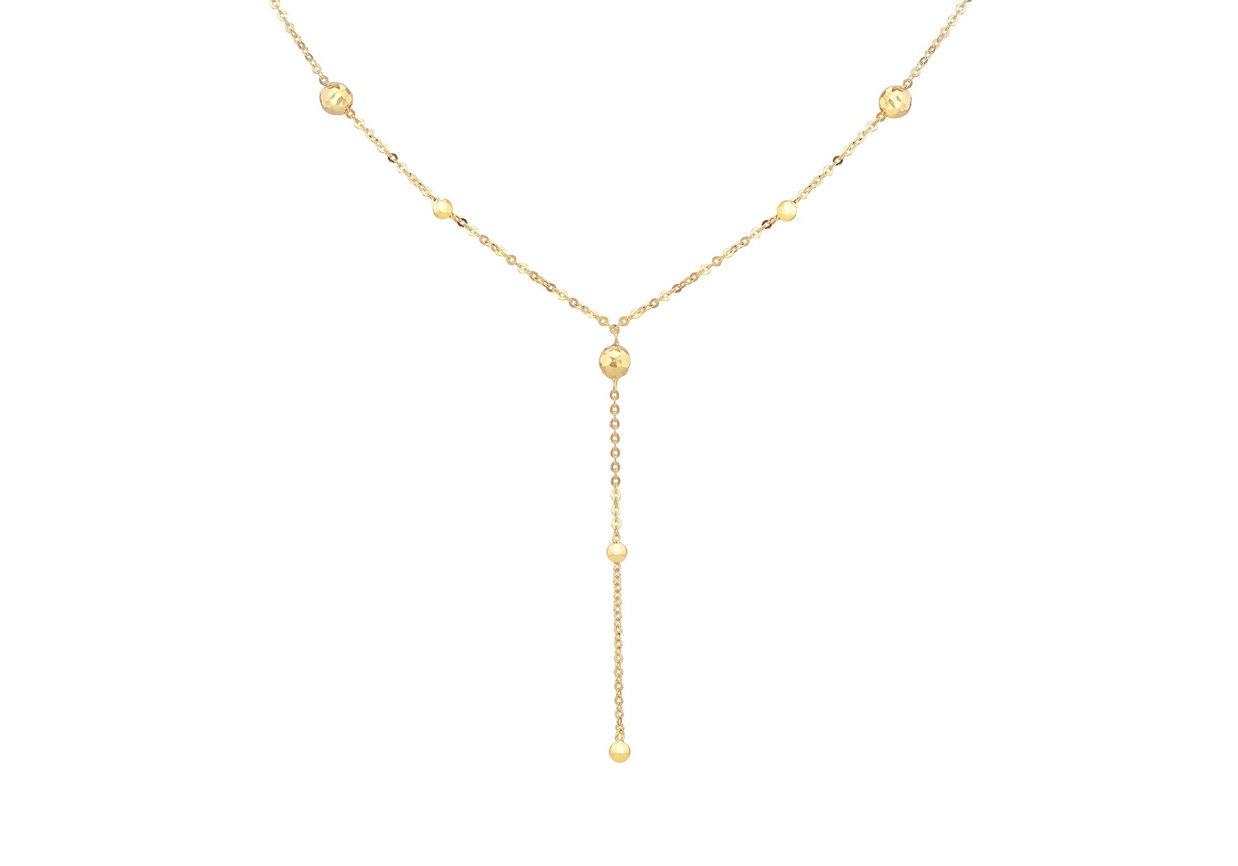9ct Yellow Gold Diamond Cut Ball Y Necklet