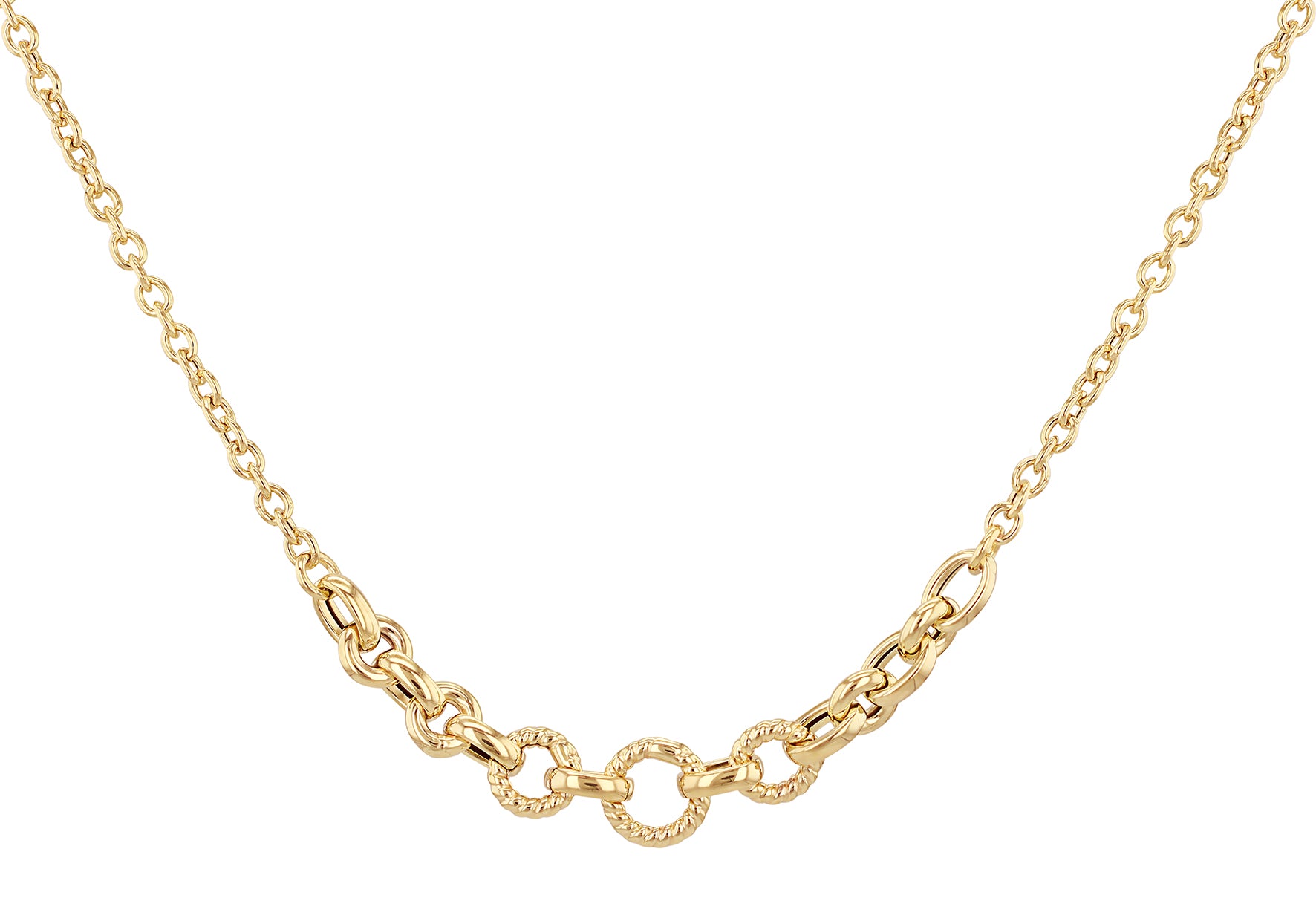 9ct Yellow Gold Rope & Chain Interlinked Circle Necklace