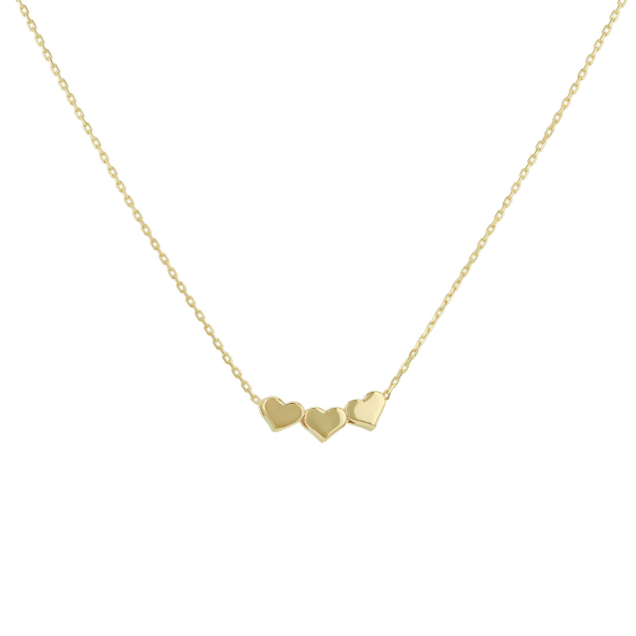 9ct Yellow Gold Triple Heart Adjustable Necklace