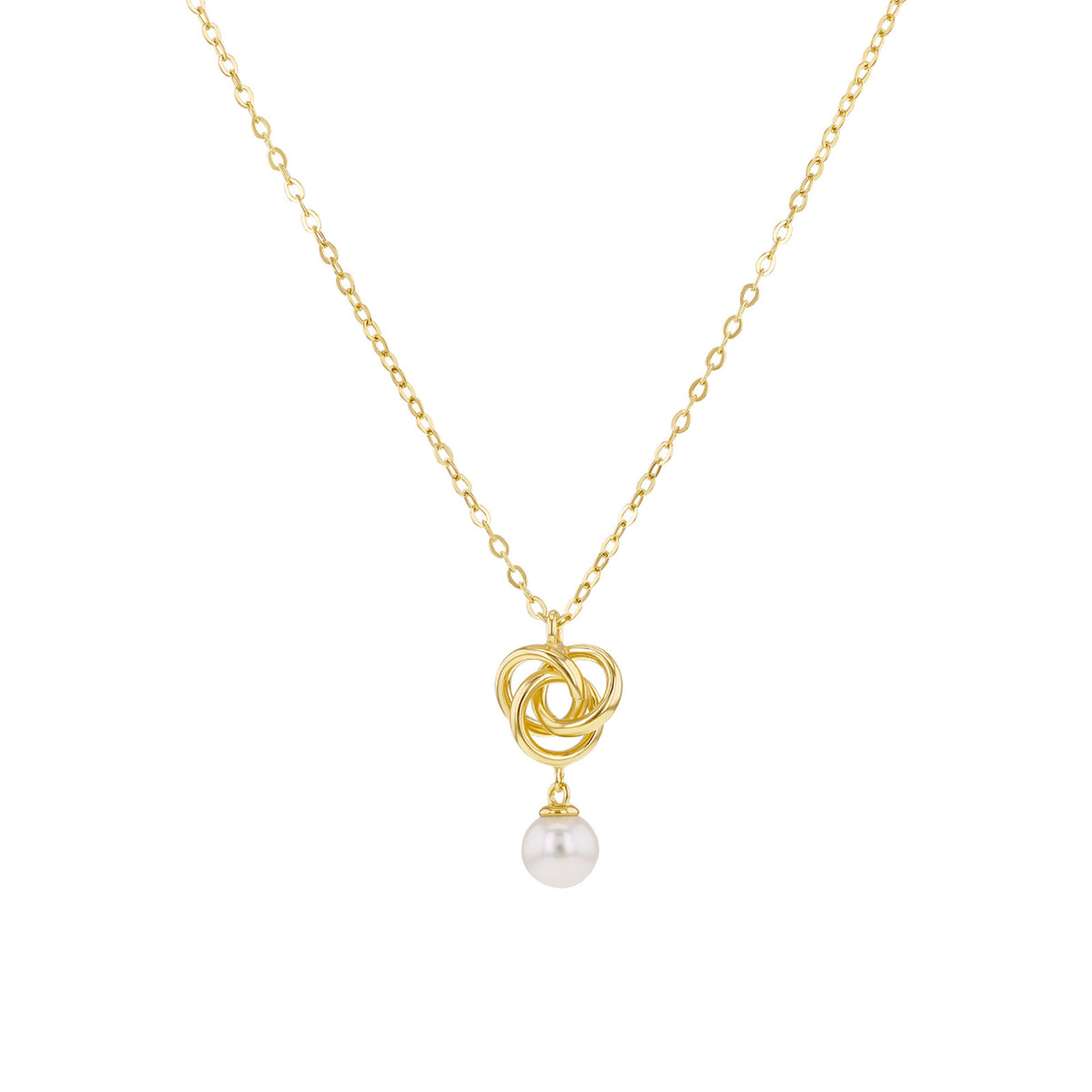 9ct Yellow Gold Entwined Knot Freshwater Pearl Necklace