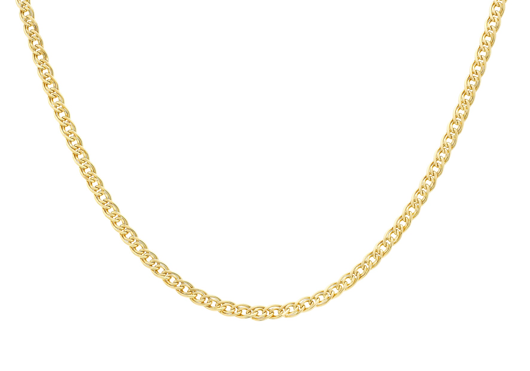 9ct Yellow Gold Double Curb Knot Chain Necklace
