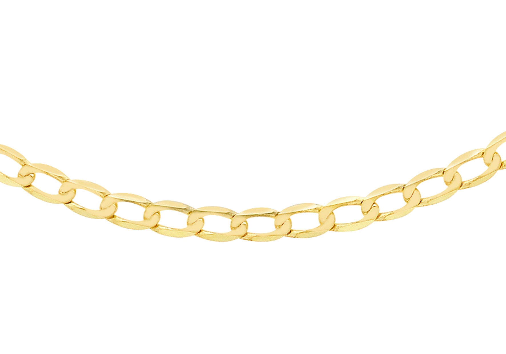 9ct Yellow Gold 60 Diamond Cut Flat Curb Chain