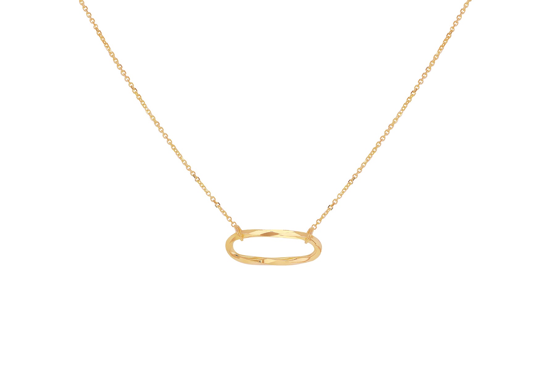 9ct Yellow Gold Diamond Cut Oval Paper Twist Necklace