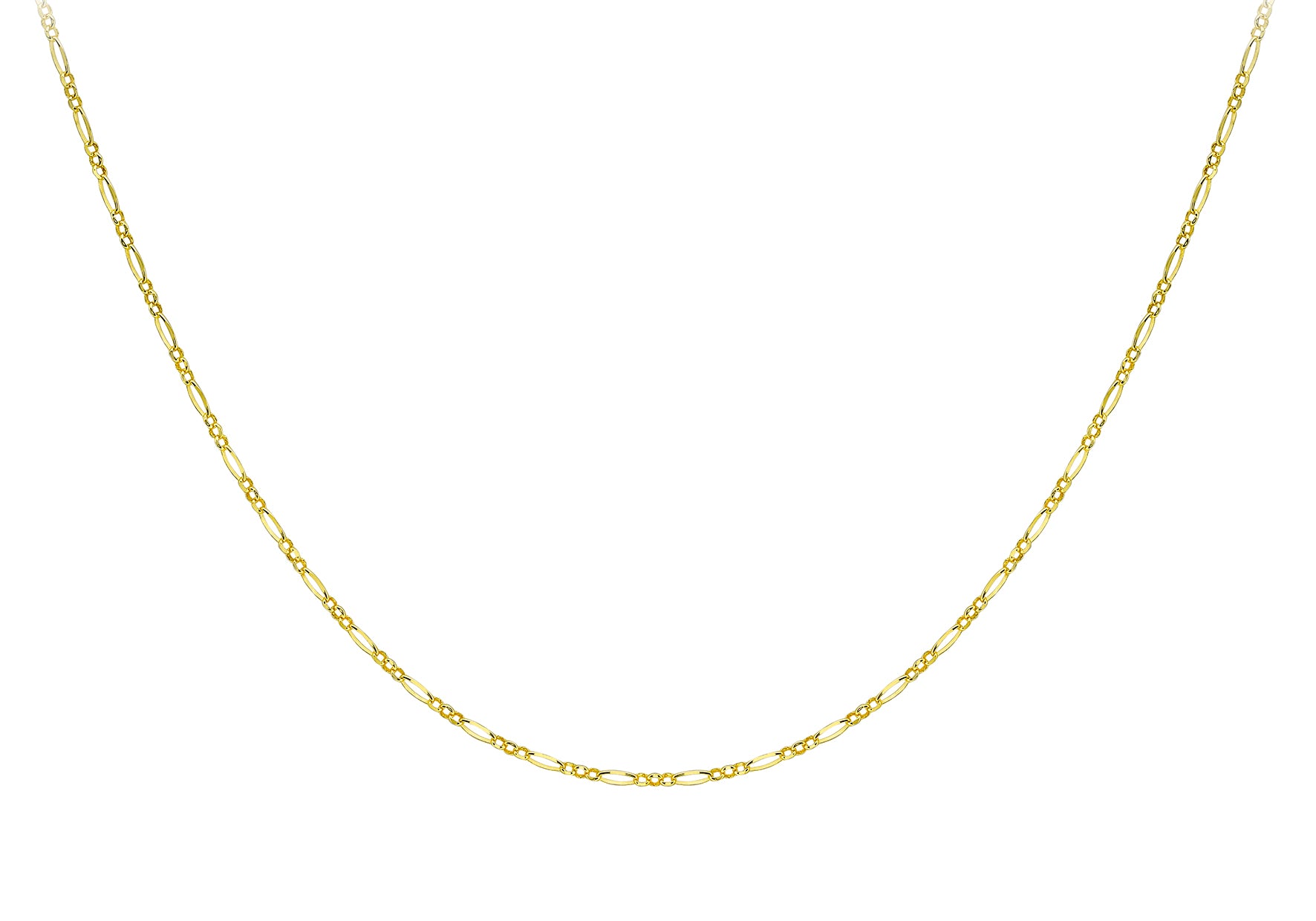 9ct Yellow Gold Diamond Cut Figaro Chain