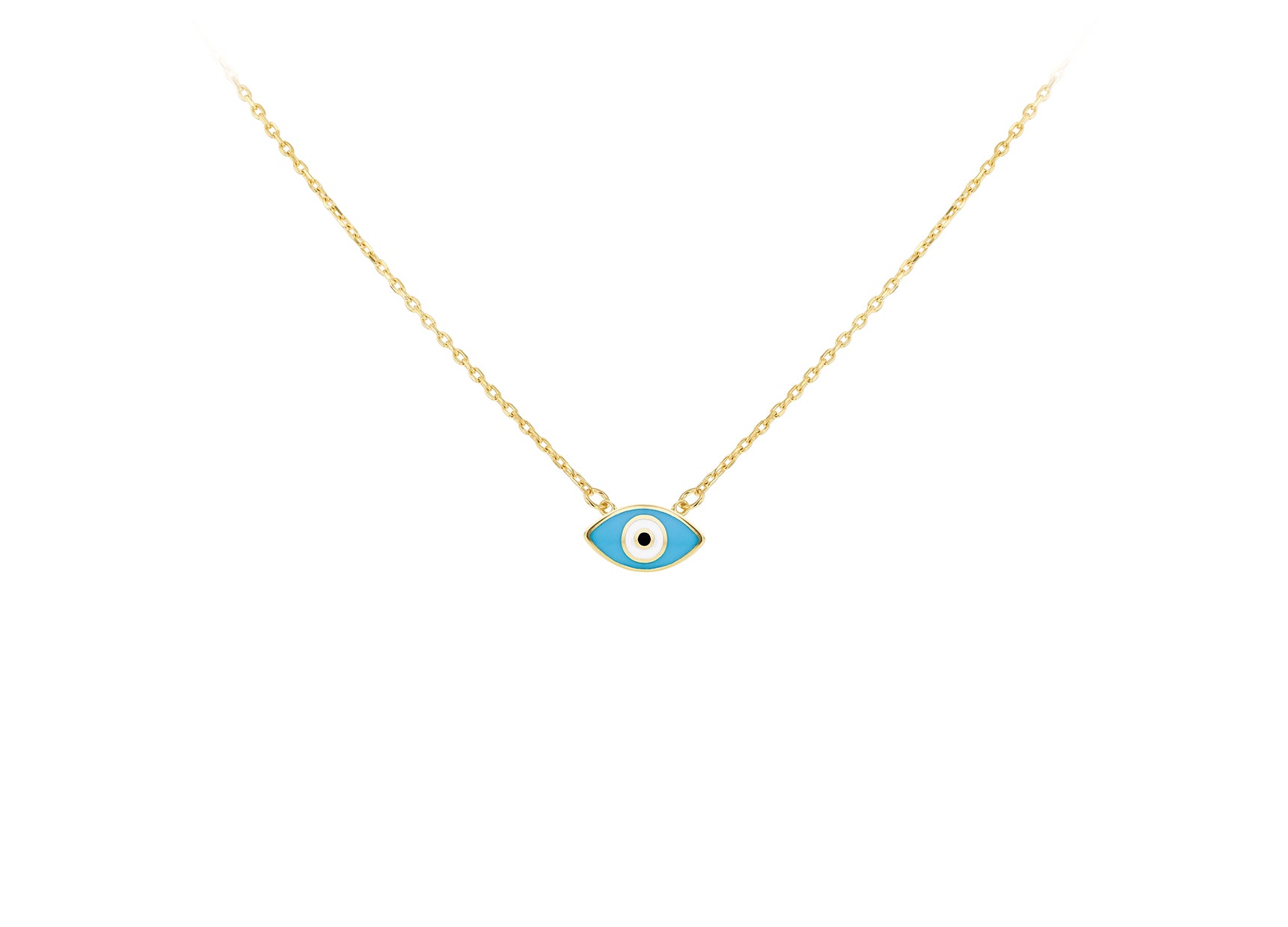 9ct Yellow Gold Evil Eye Pendant Necklace