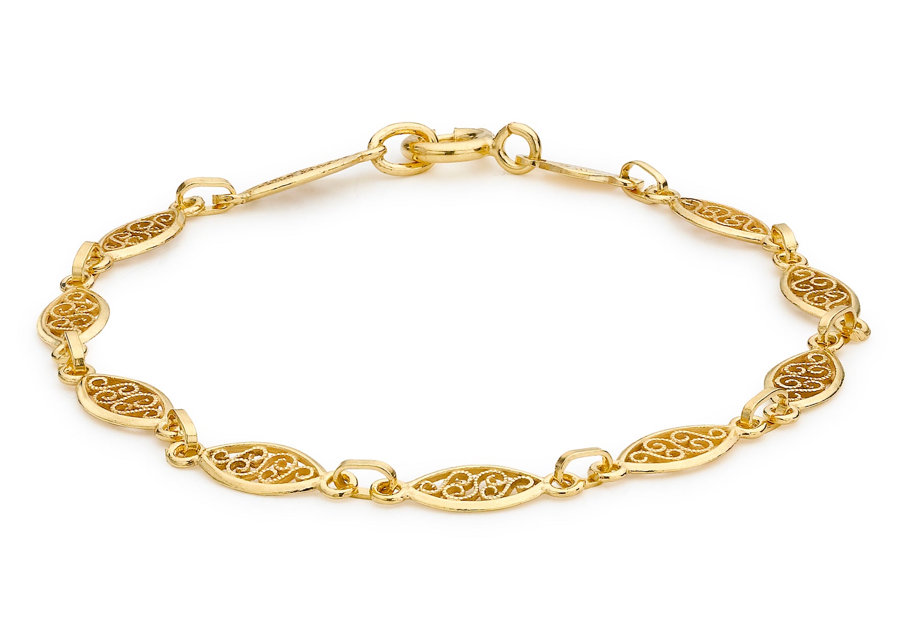 18ct Yellow Gold Marquise Filigree Links Bracelet