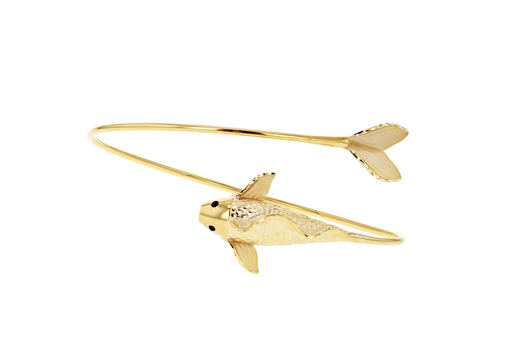 9ct Yellow Gold Flying Gold Fish Flexible Crossover Bangle
