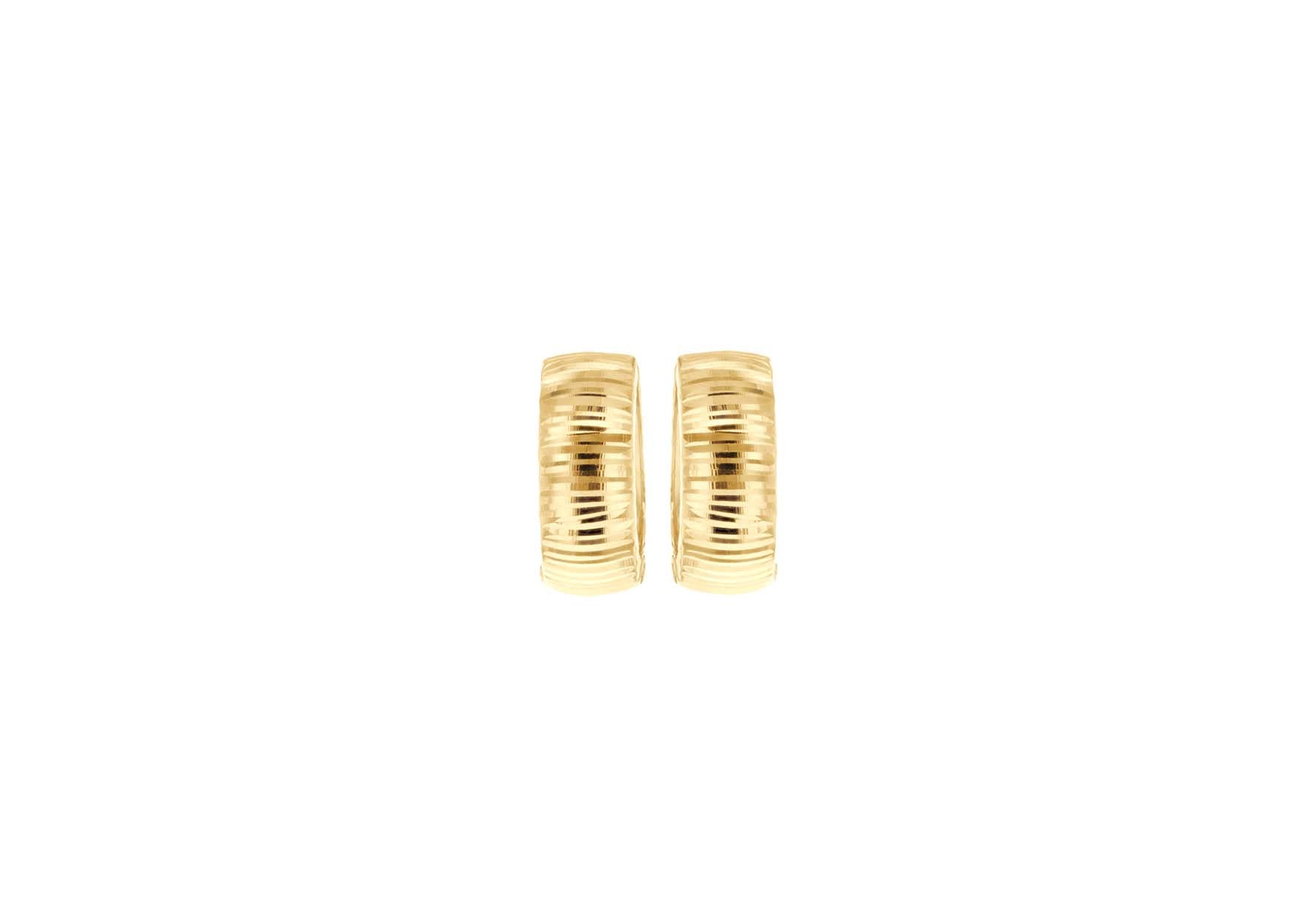 9ct Yellow Gold Striated Groove Huggy Earrings