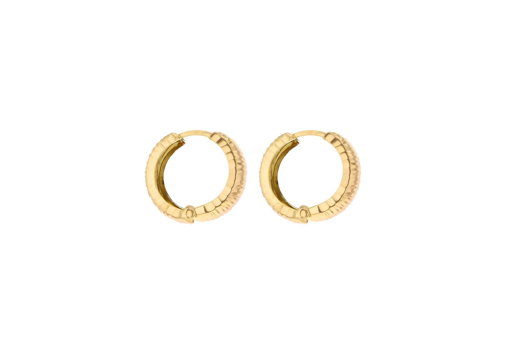 9ct Yellow Gold Striated Groove Huggy Earrings