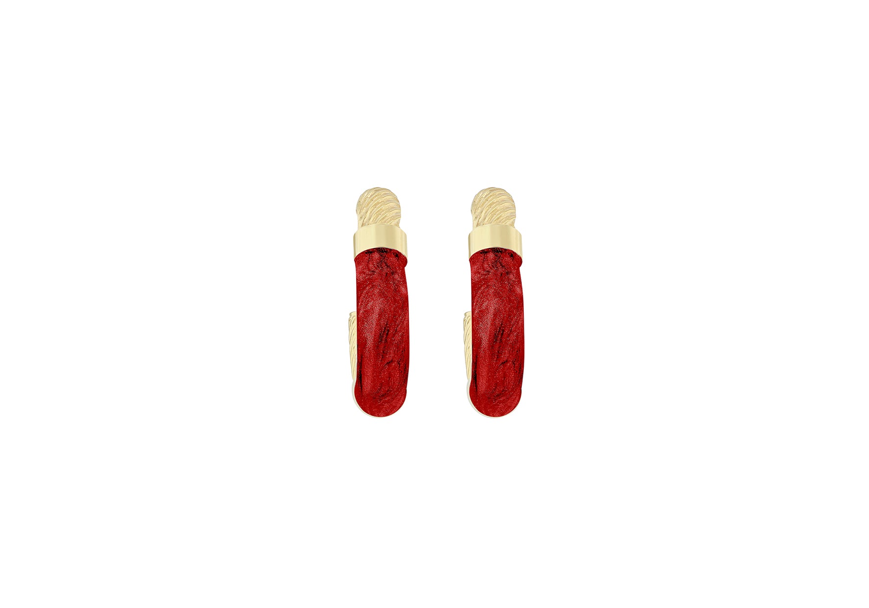9ct Yellow Gold Red Glaze Hoop Earrings