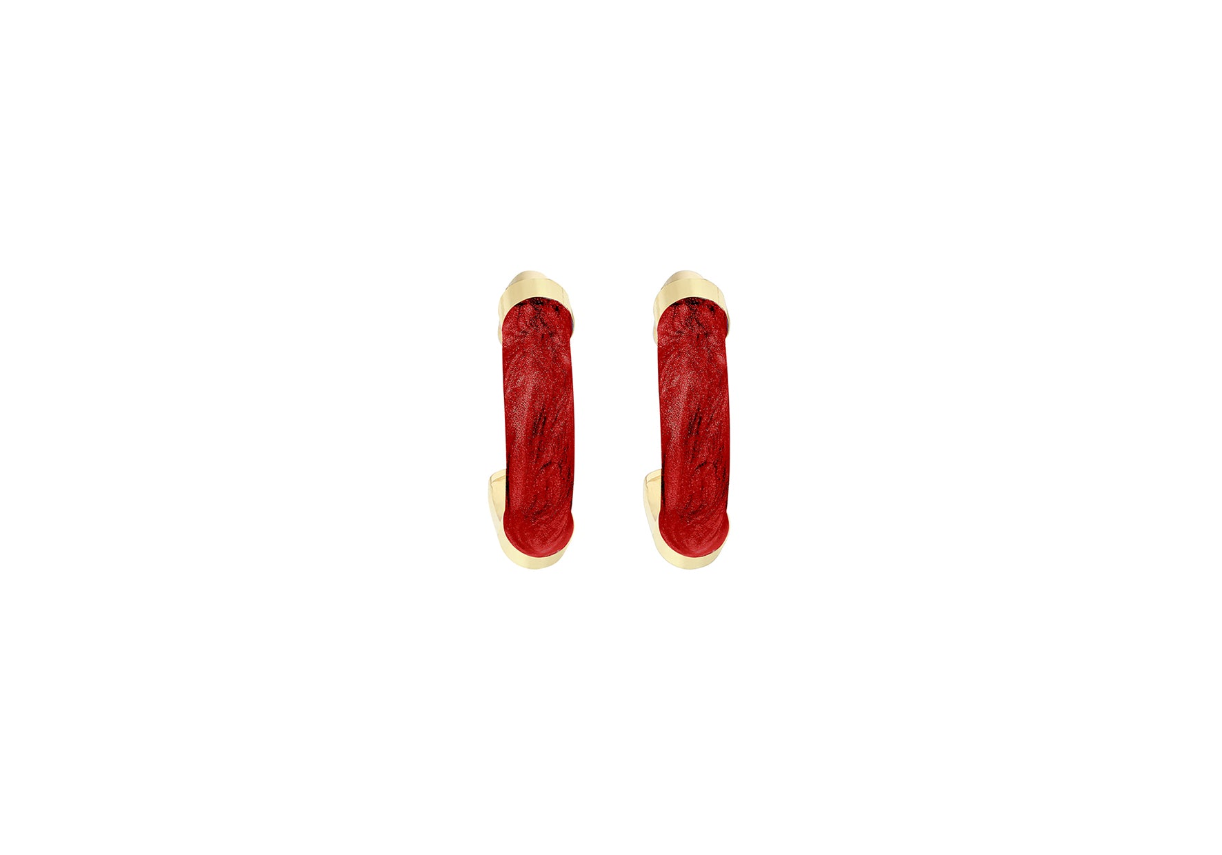 9ct Yellow Gold Red Glaze Twisted Hoop Earrings