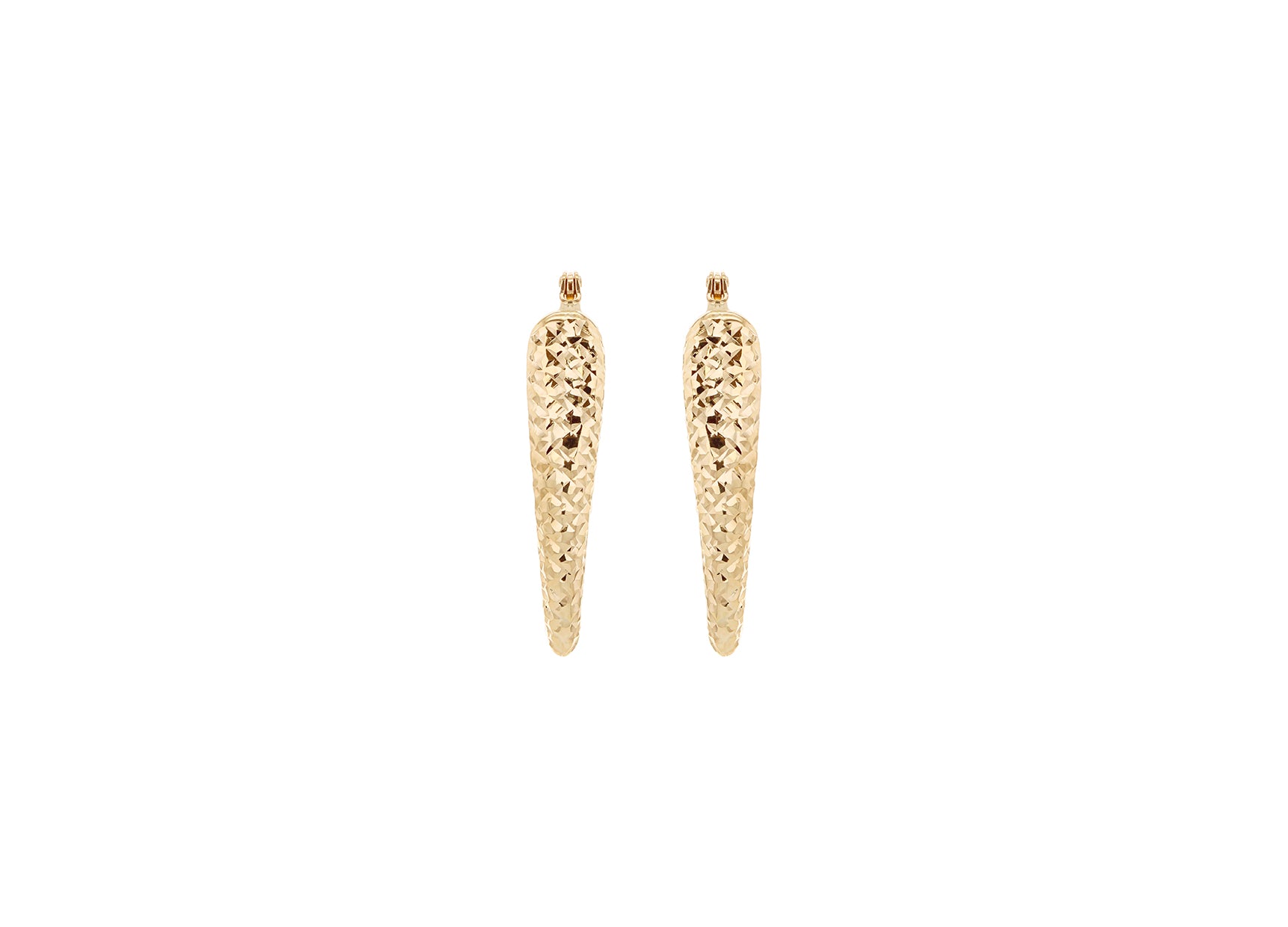 9ct Yellow Gold V Drop Hoop Earrings