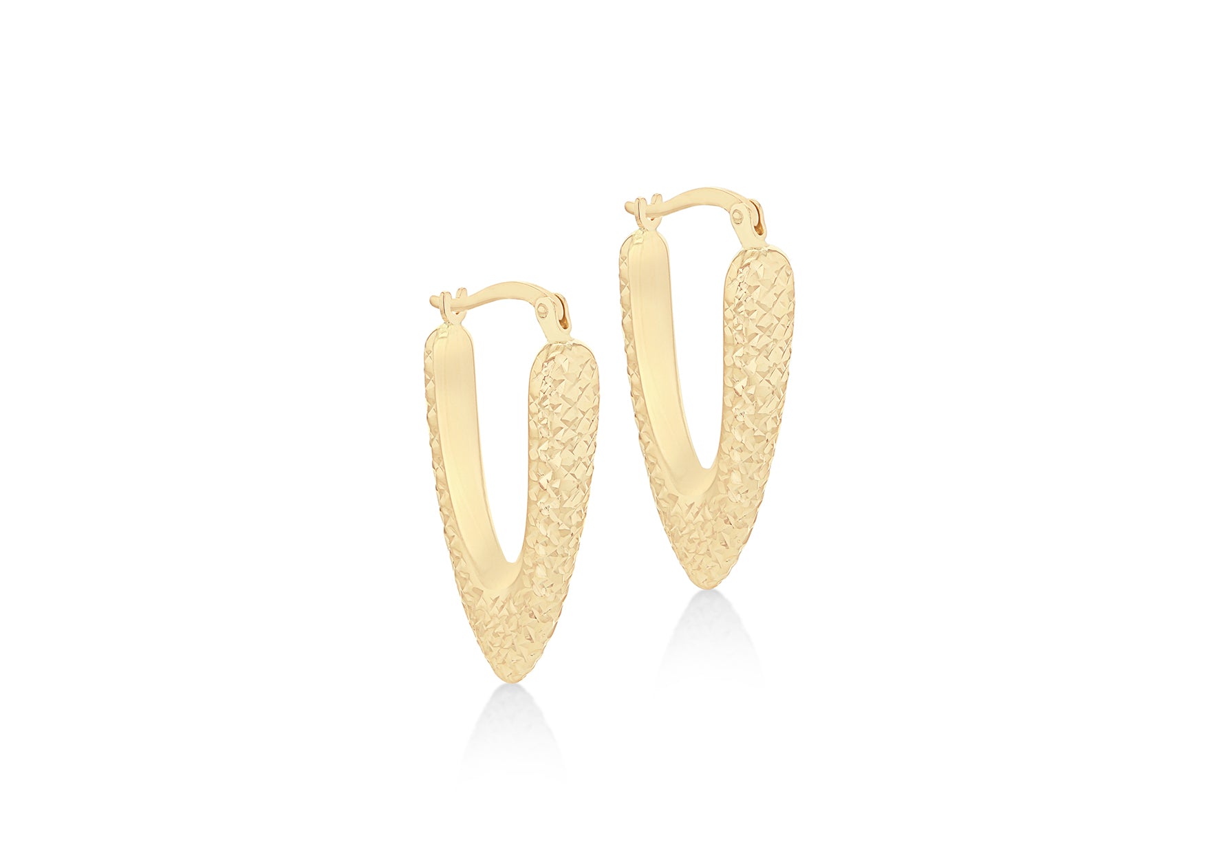 9ct Yellow Gold V Drop Hoop Earrings