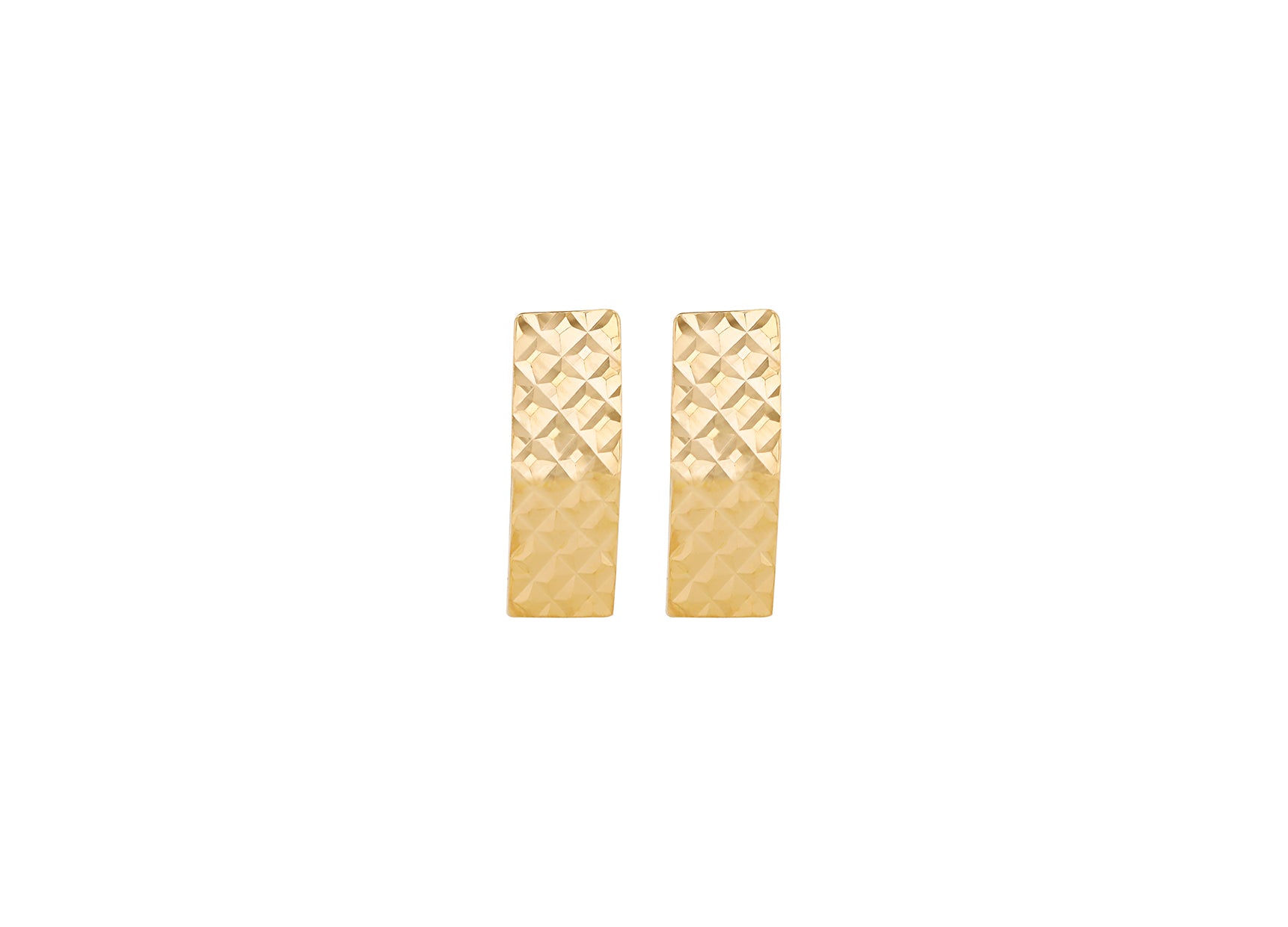 9ct Yellow Gold Diamond Cut Hexagon Huggy Earrings