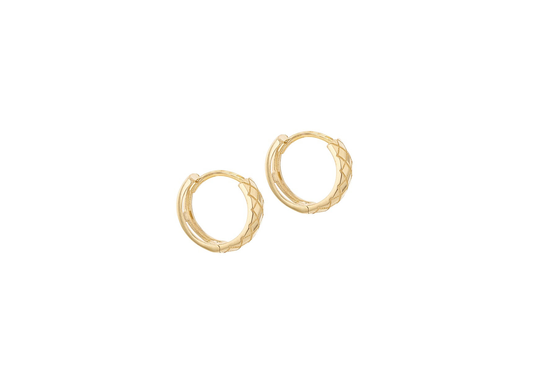 9ct Yellow Quilted Small Hoop Earrings