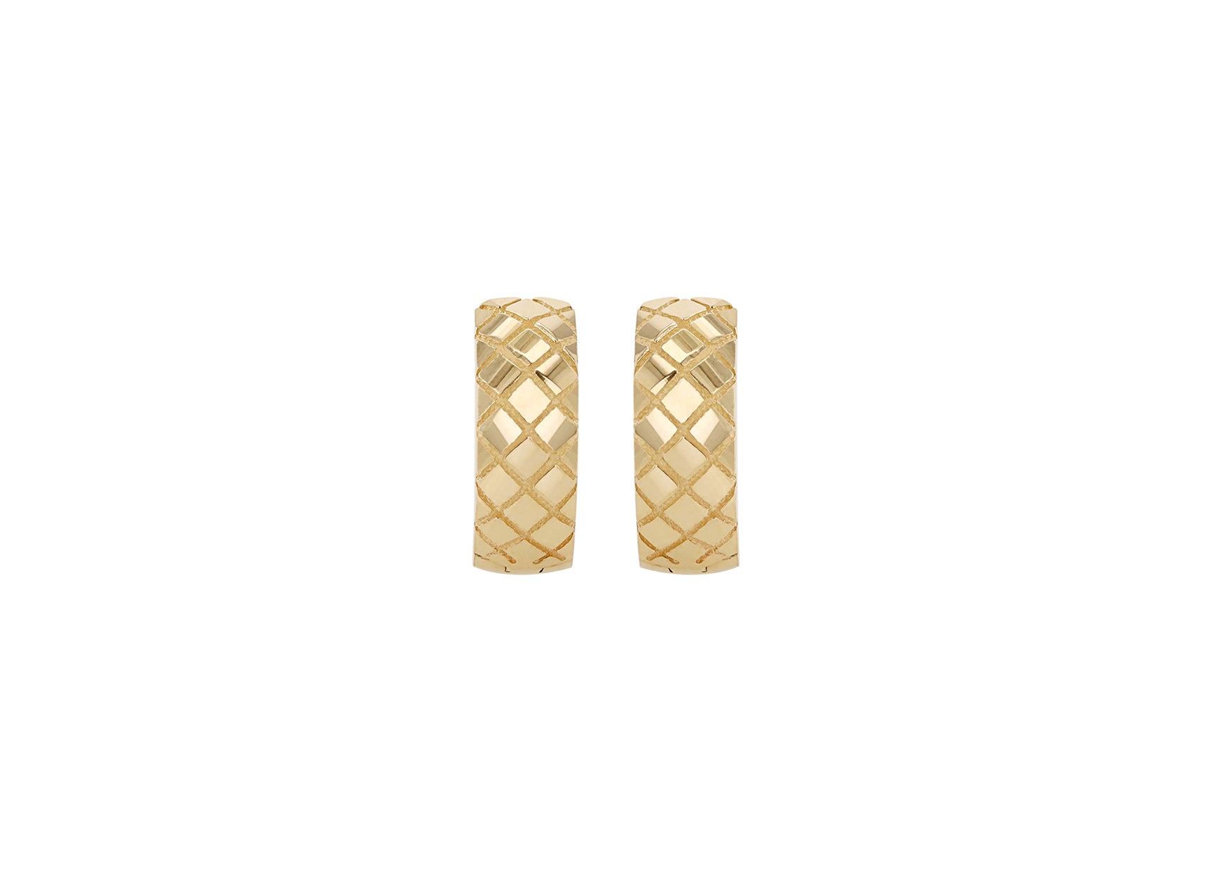 9ct Yellow Quilted Small Hoop Earrings