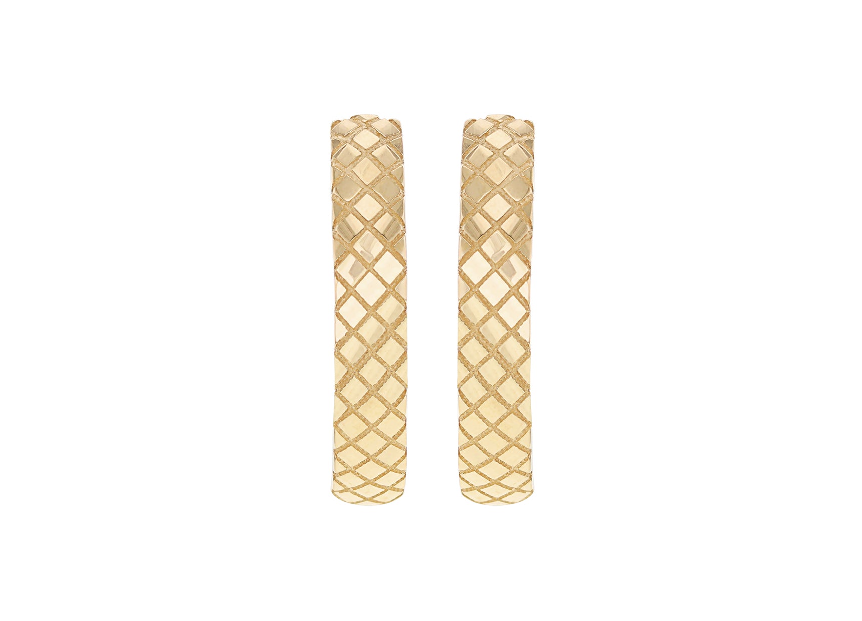 9ct Yellow Gold Quilted Large Hoop Earrings