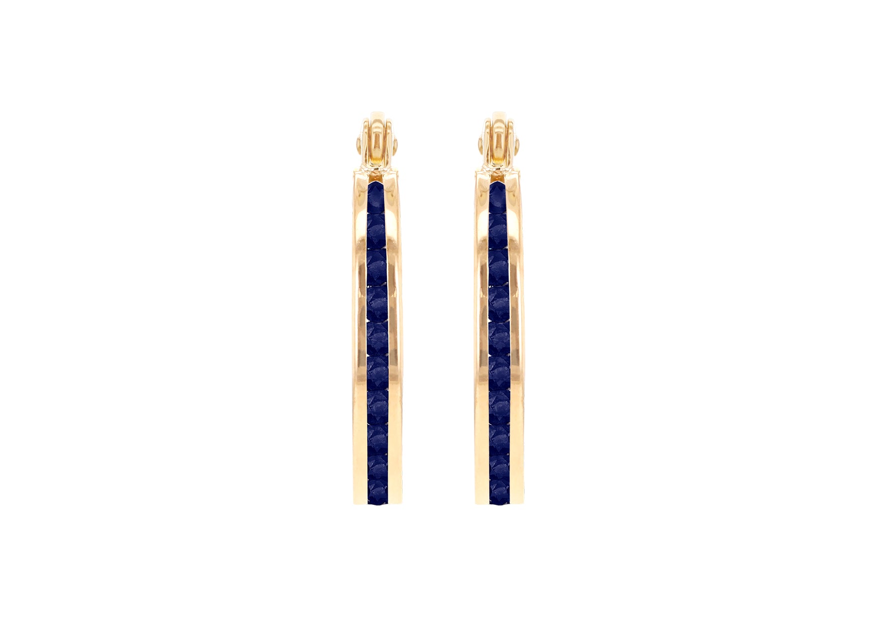 9ct Yellow Gold Blue Zirconia Slim Hoop Earrings