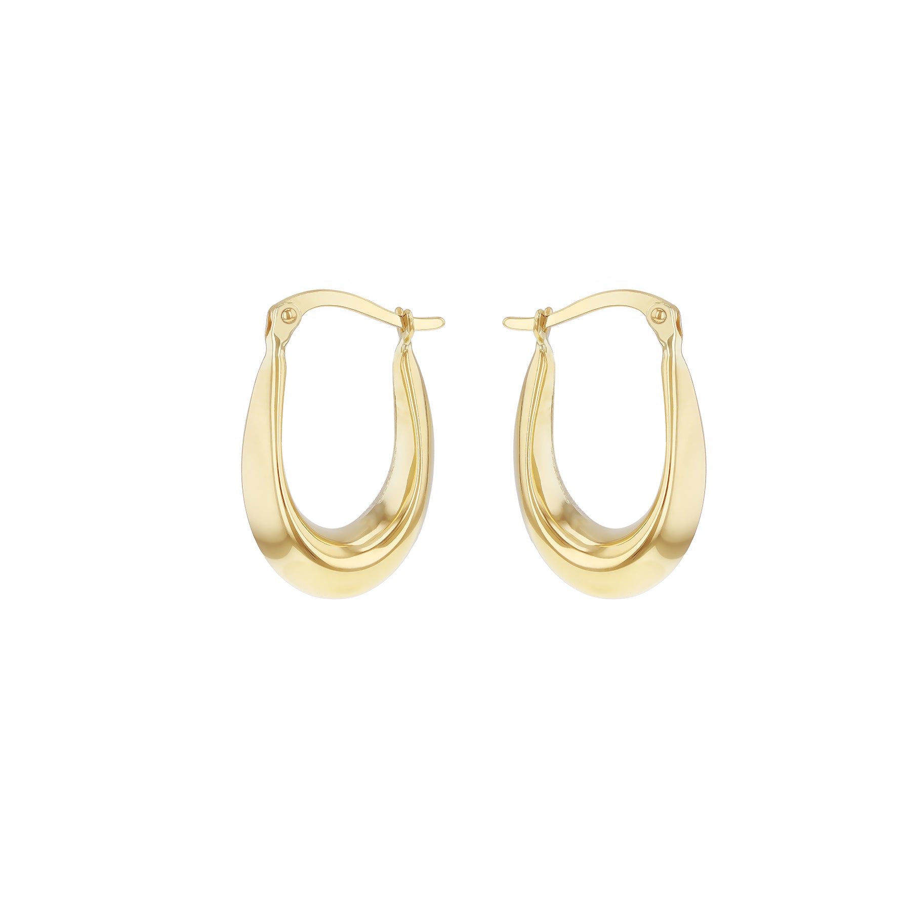 9ct Yellow Gold Molten Drop Hoop Earrings