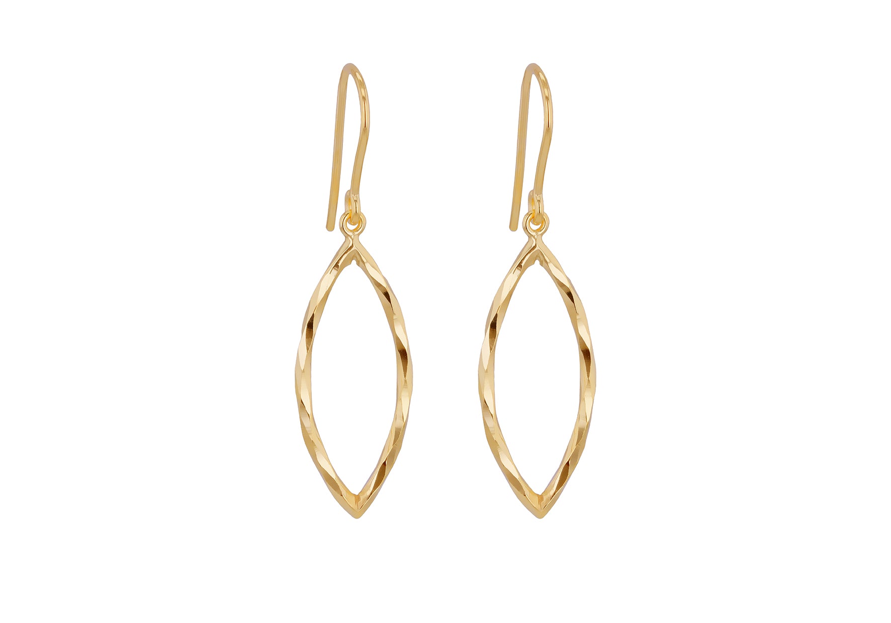 9ct Yellow Gold Marquis Hook Drop Earrings