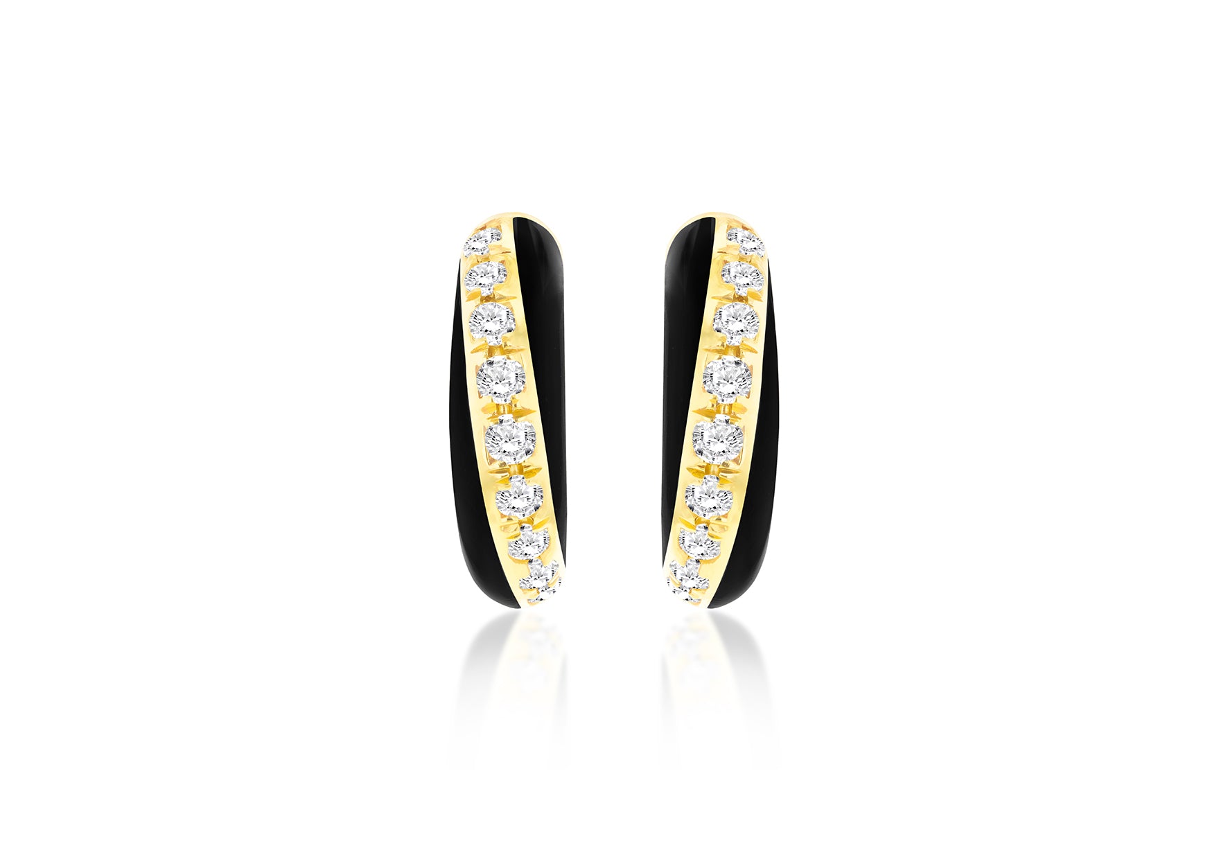 9ct Yellow Gold 0.90ct Diamond Half Moon Stud Earrings