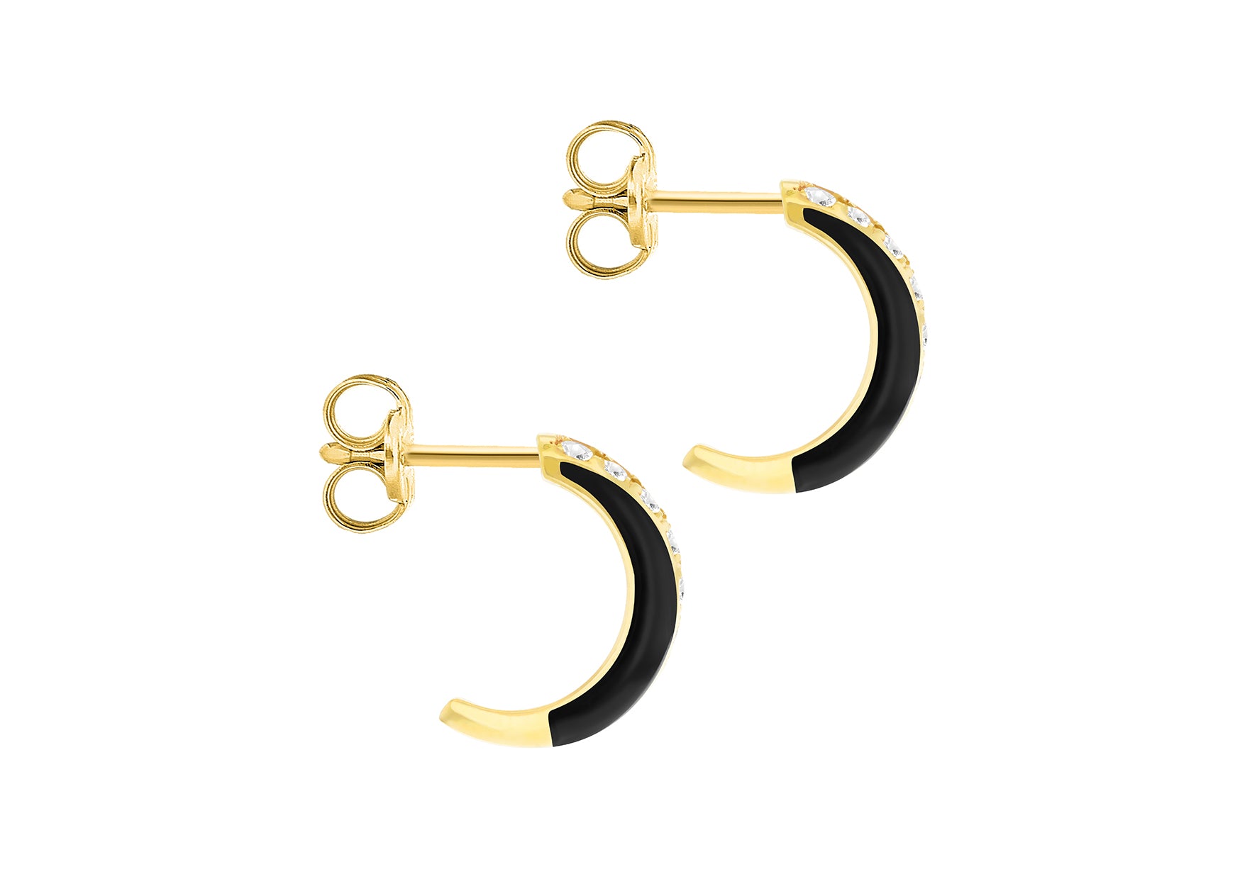 9ct Yellow Gold 0.90ct Diamond Half Moon Stud Earrings