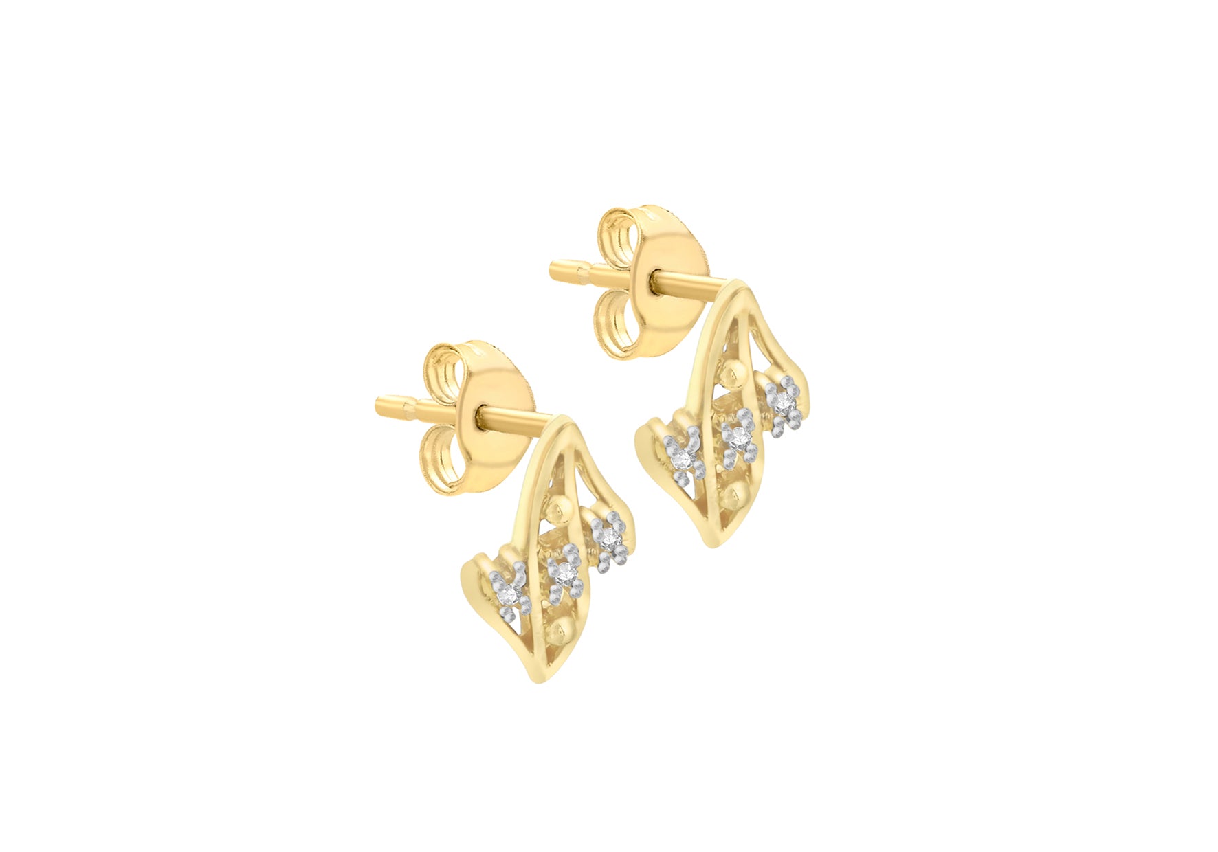 9ct жълто злато 0,03ct диамантени обеци