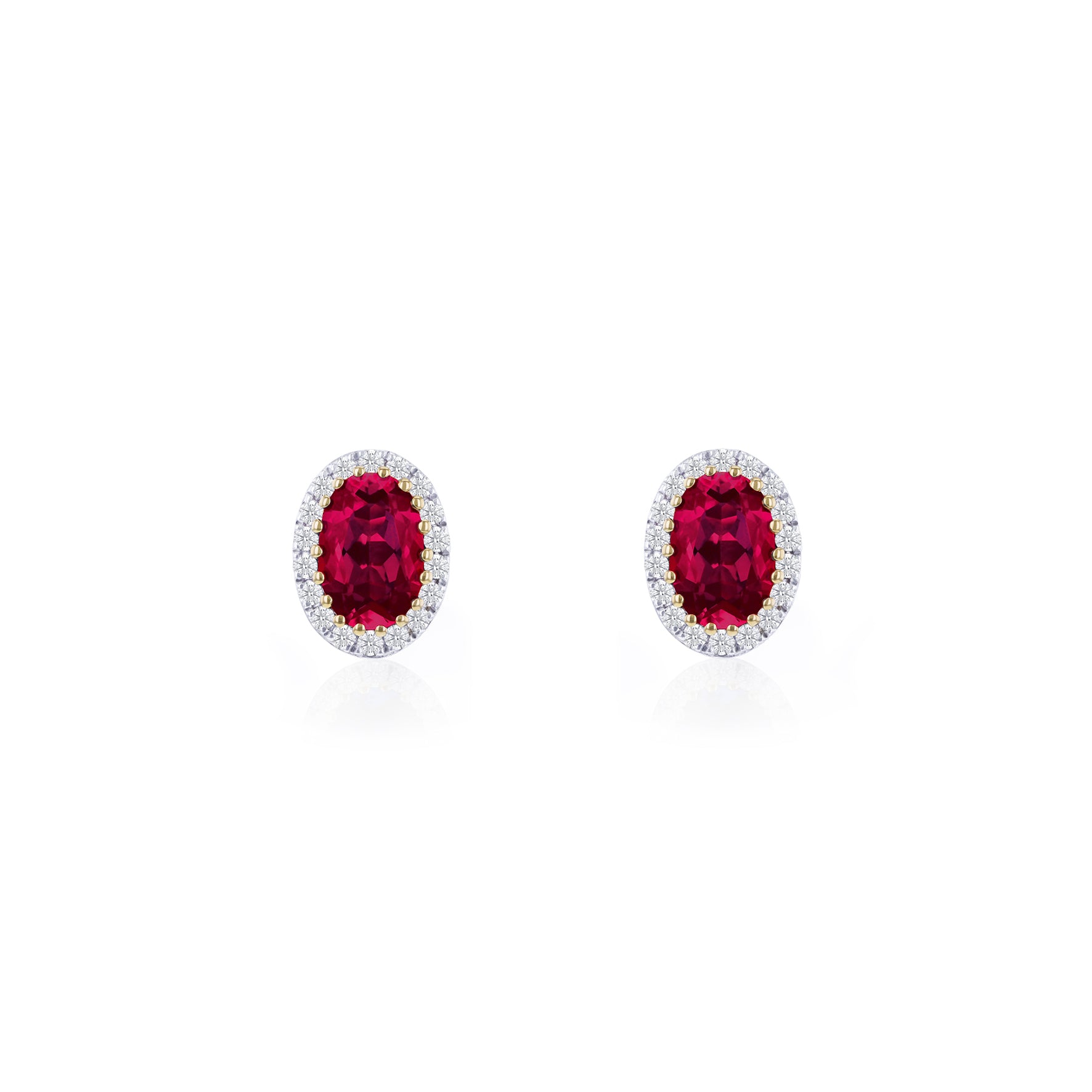 9ct Yellow Gold 0.15ct Lab Diamond & Ruby Cluster Stud Earrings