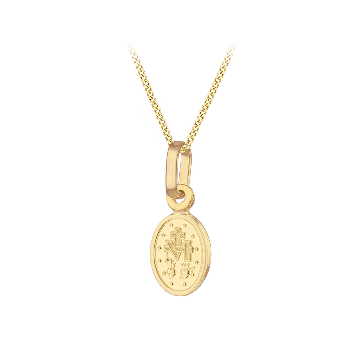 9ct Yellow Gold Holy Mary Oval Pendant