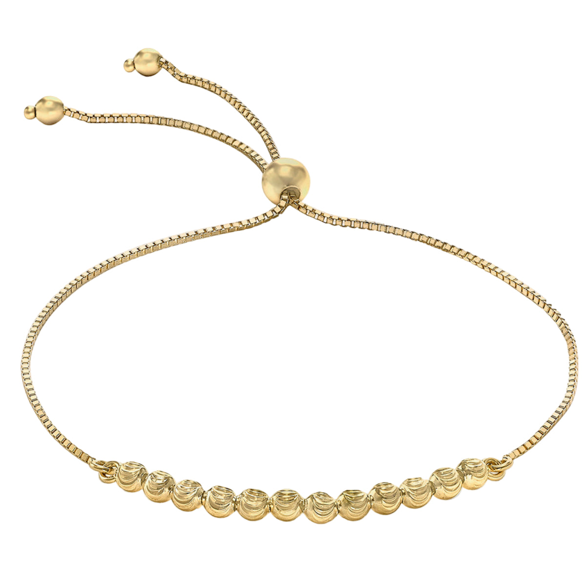 9ct Yellow Gold Ball Chain Adjustable Slider Band Bracelet