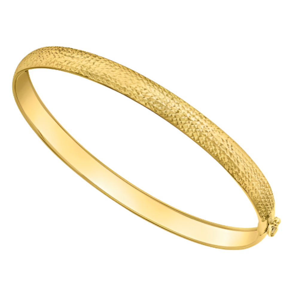 9ct Yellow Gold Flexible Diamond Cut Bangle