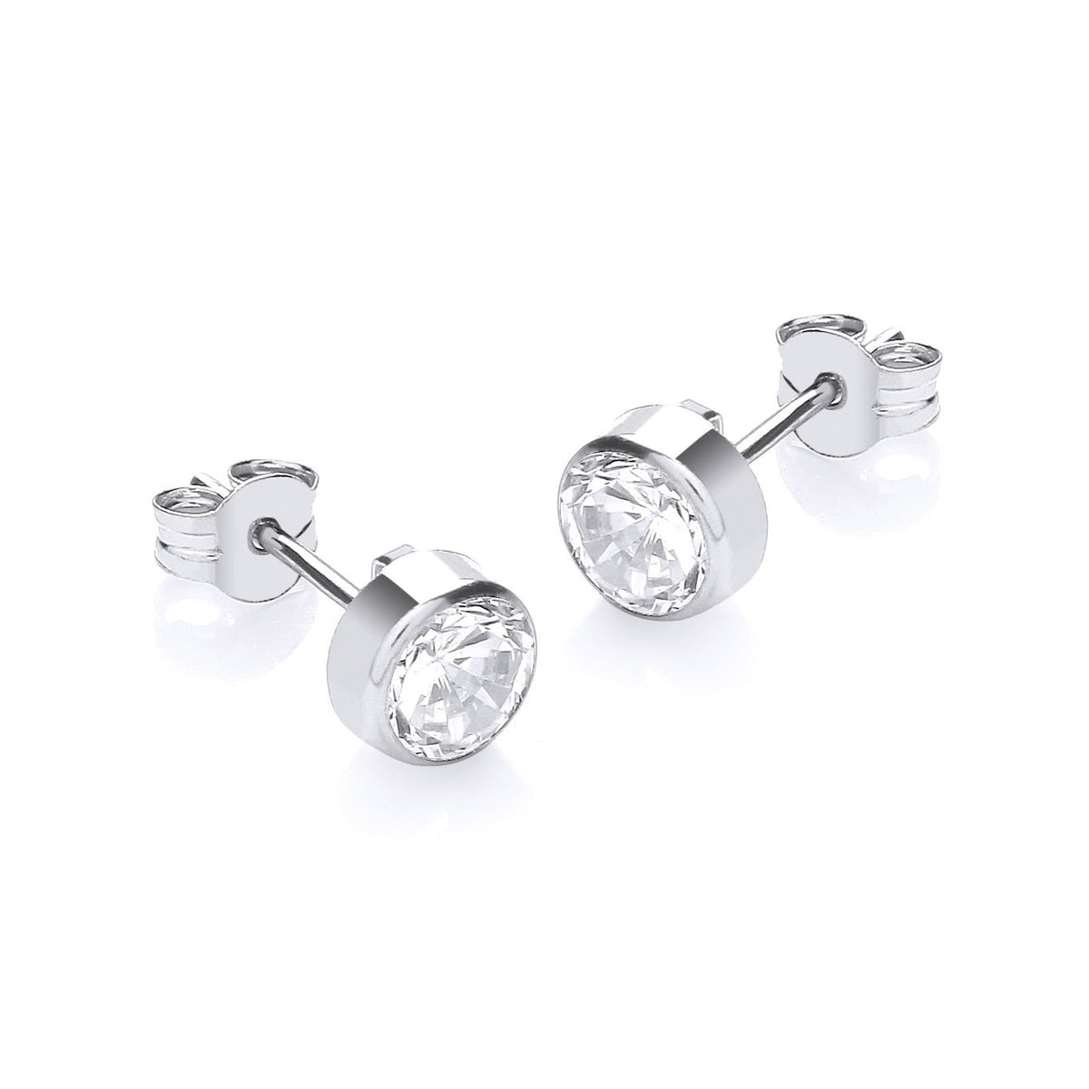 18ct White Gold Zirconia Bezel Stud Earrings