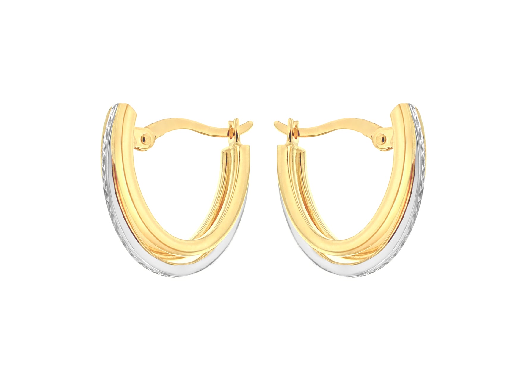 9ct Two-Tone Gold Triple Arched Huggy Earrings