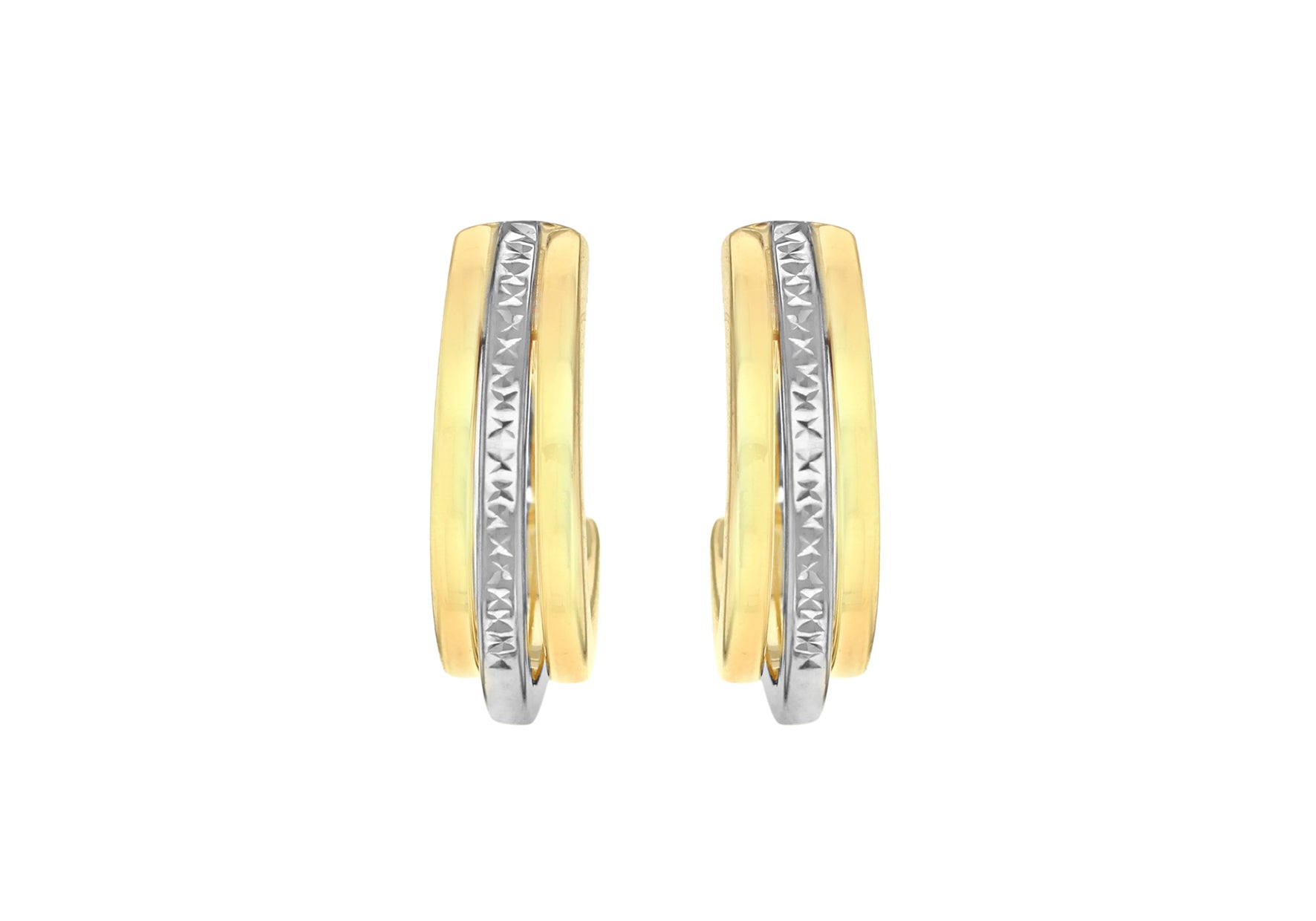 9ct Two-Tone Gold Triple Arched Huggy Earrings