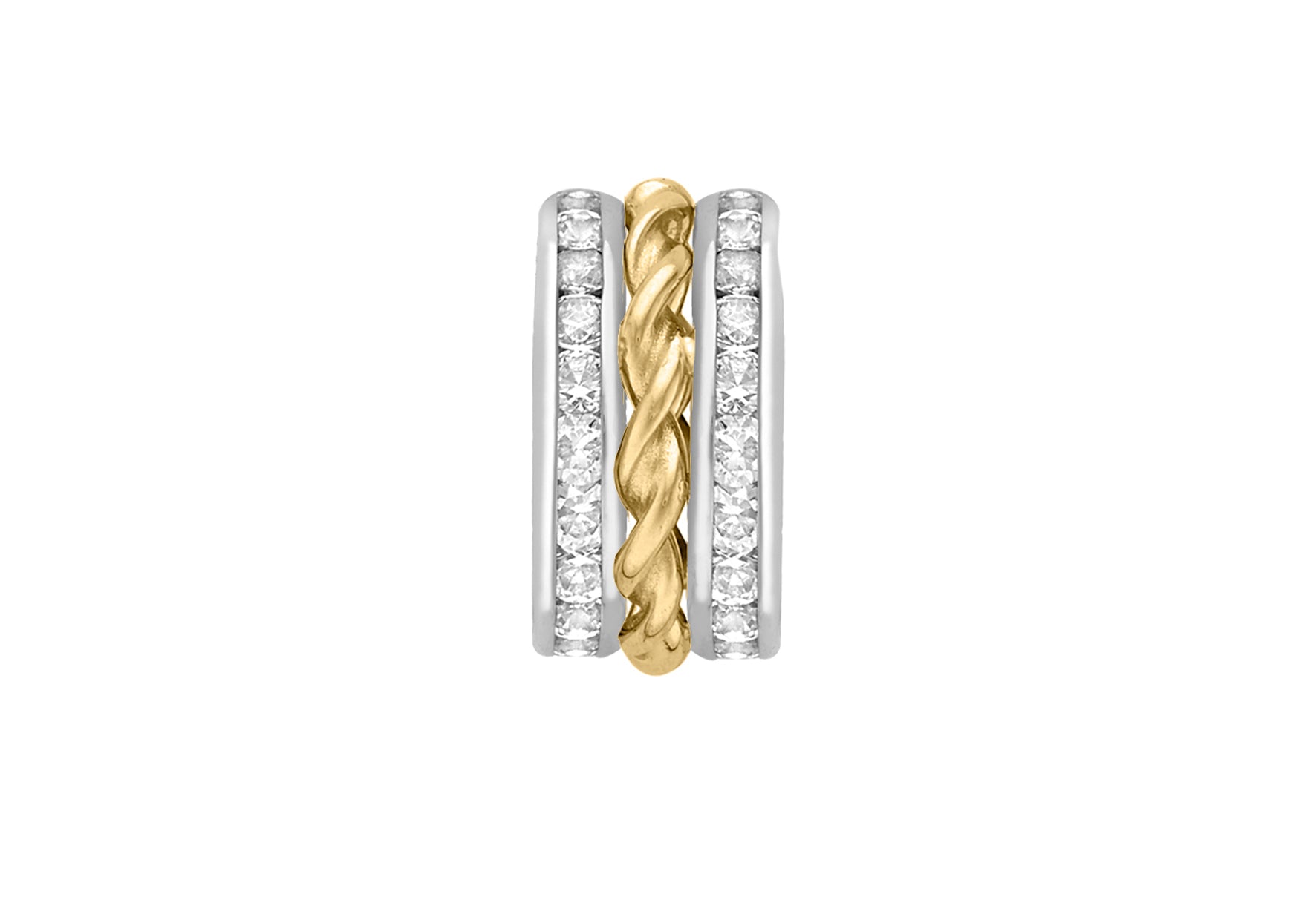 9ct Two-Tone Gold Zirconia Twined Barrel Slider Ring Pendant