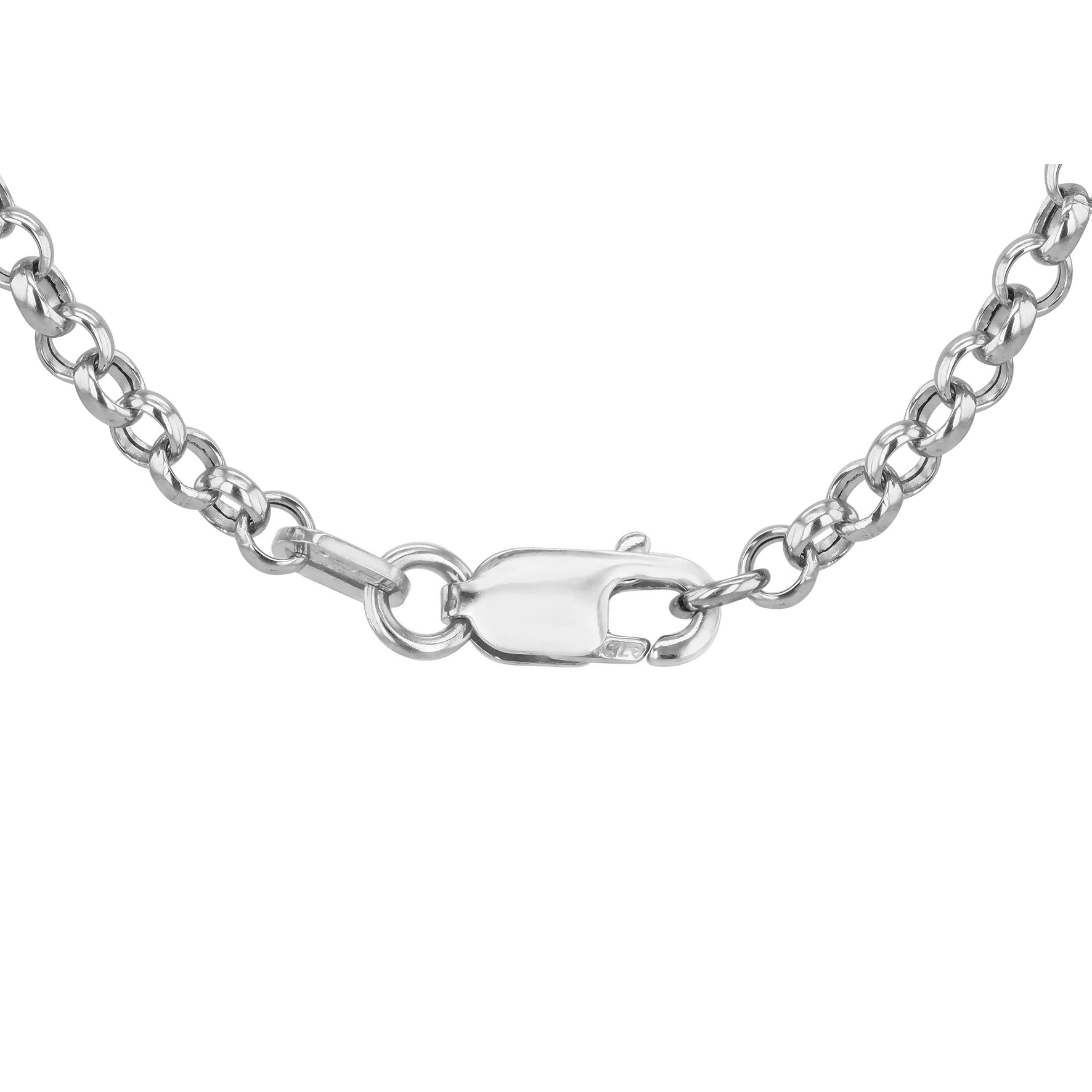9ct White Gold 100 Round Belcher Round Links Chain