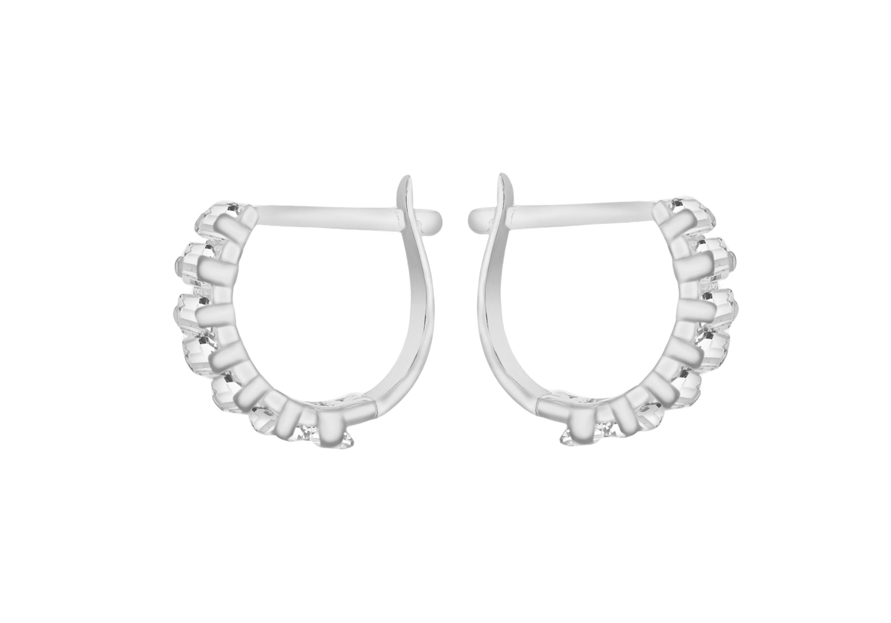 9ct White Gold Baguette Zirconia Huggy Earrings