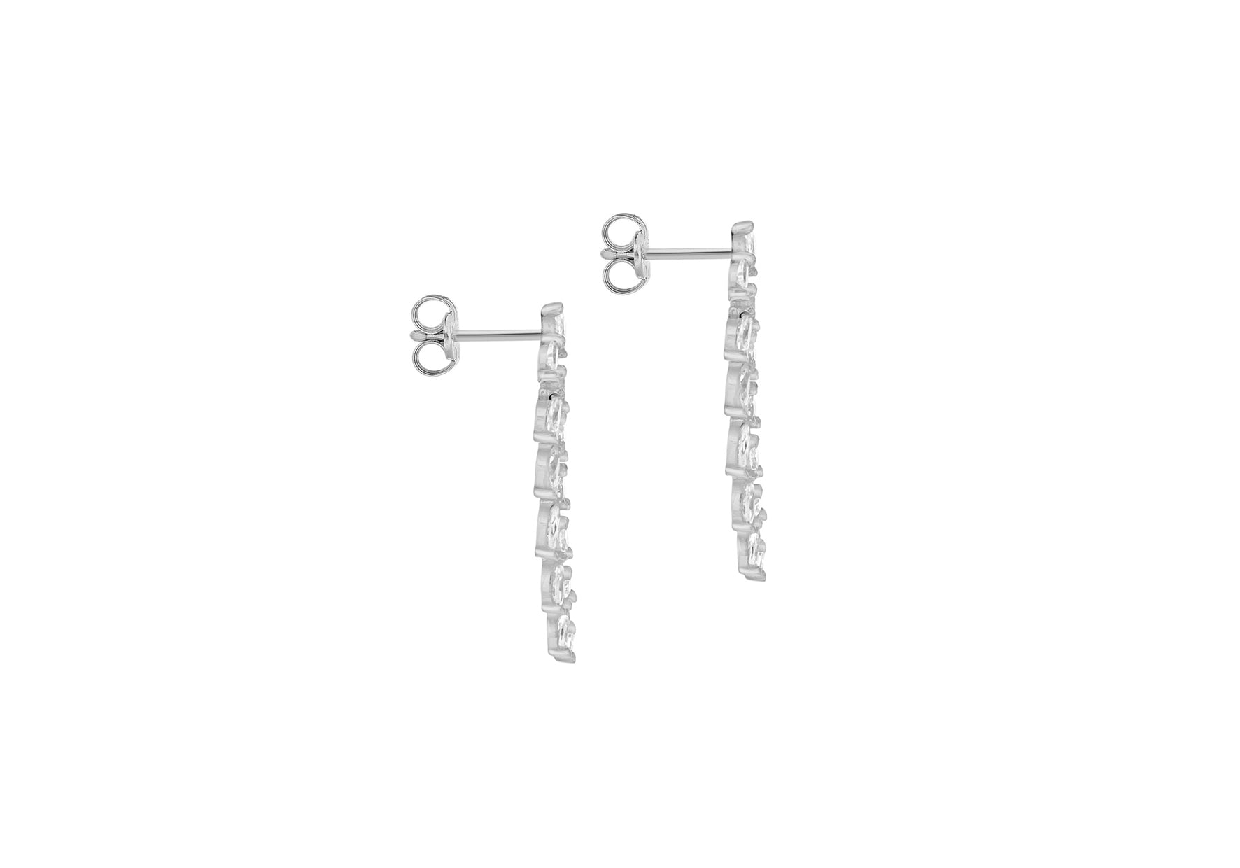 9ct White Gold Zirconia Vine Leaf Drop Earrings