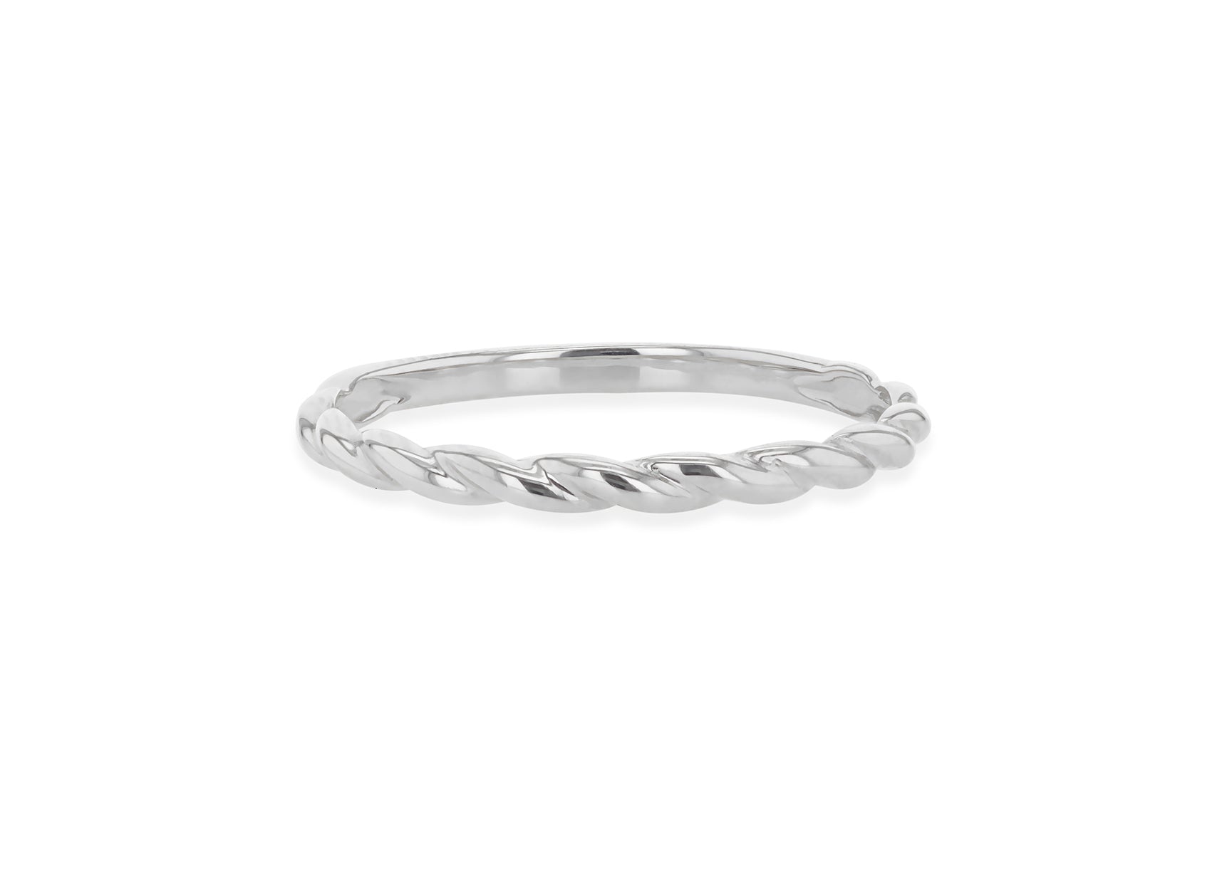 9ct White Gold Twist Slim Band Stacking Ring