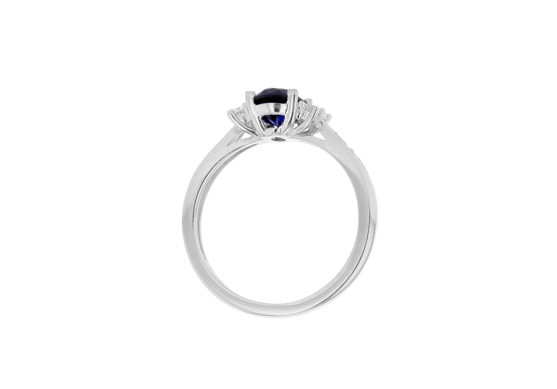 9ct White Gold Sapphire & Zirconia Shoulder Ring
