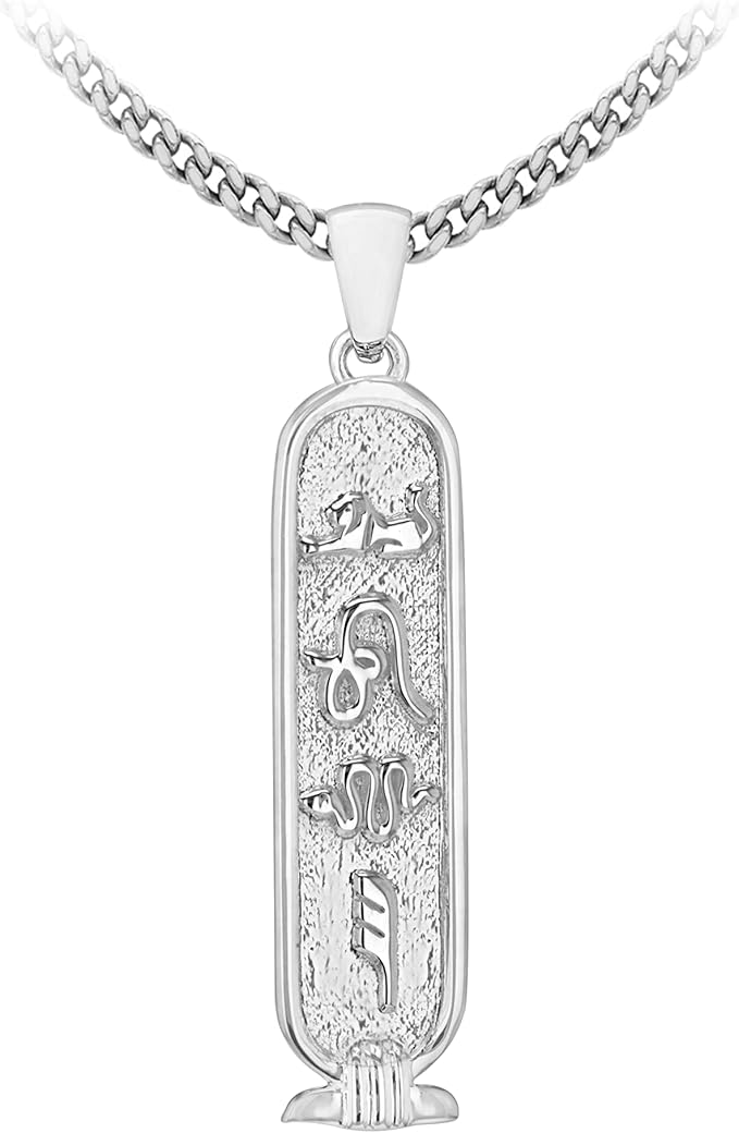 Sterling Silver Hieroglyphics 'Love' Cartouche Pendant