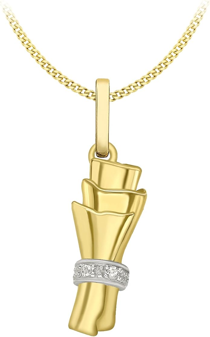9ct Yellow Gold 0.01ct Diamond Treasure Map Pendant