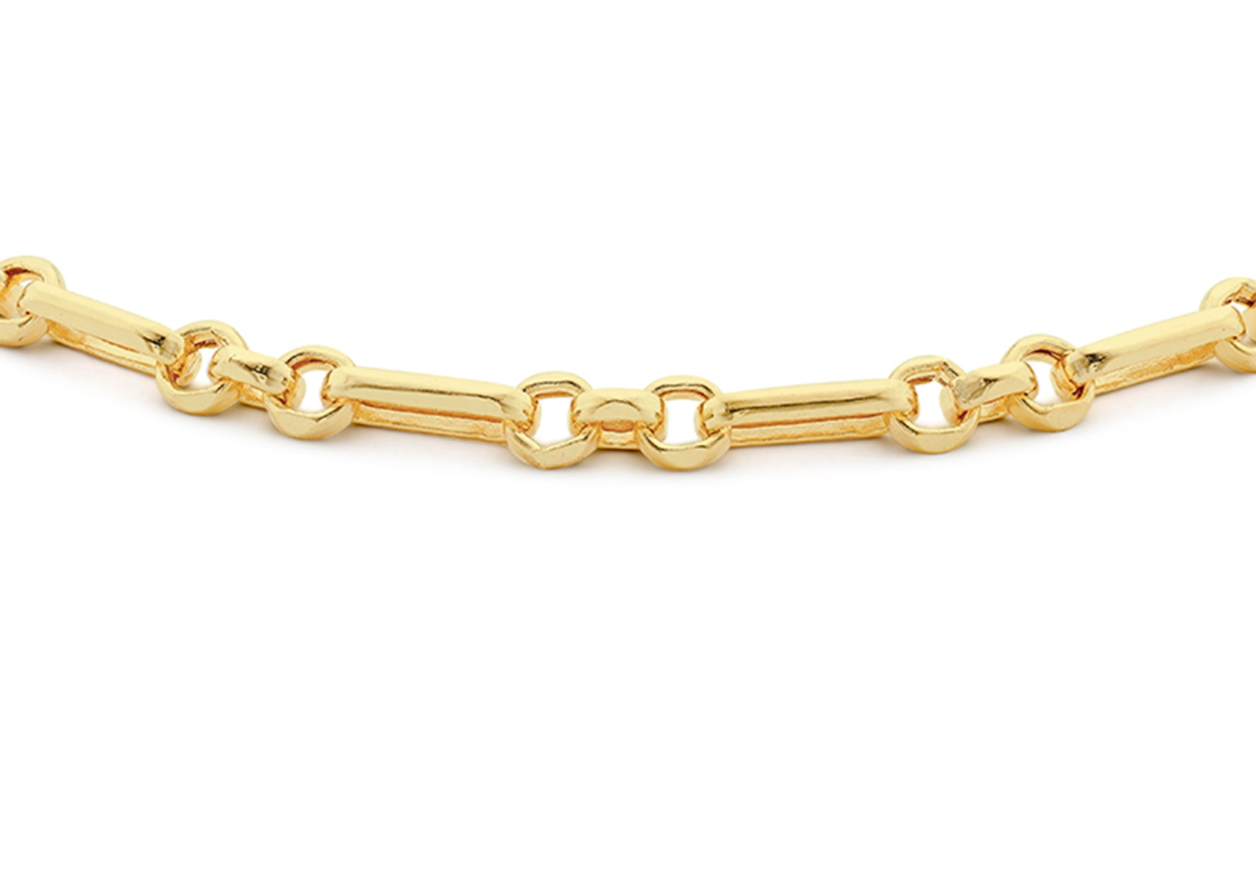 18ct Yellow Gold Round Bar & Round Links Belcher Bracelet