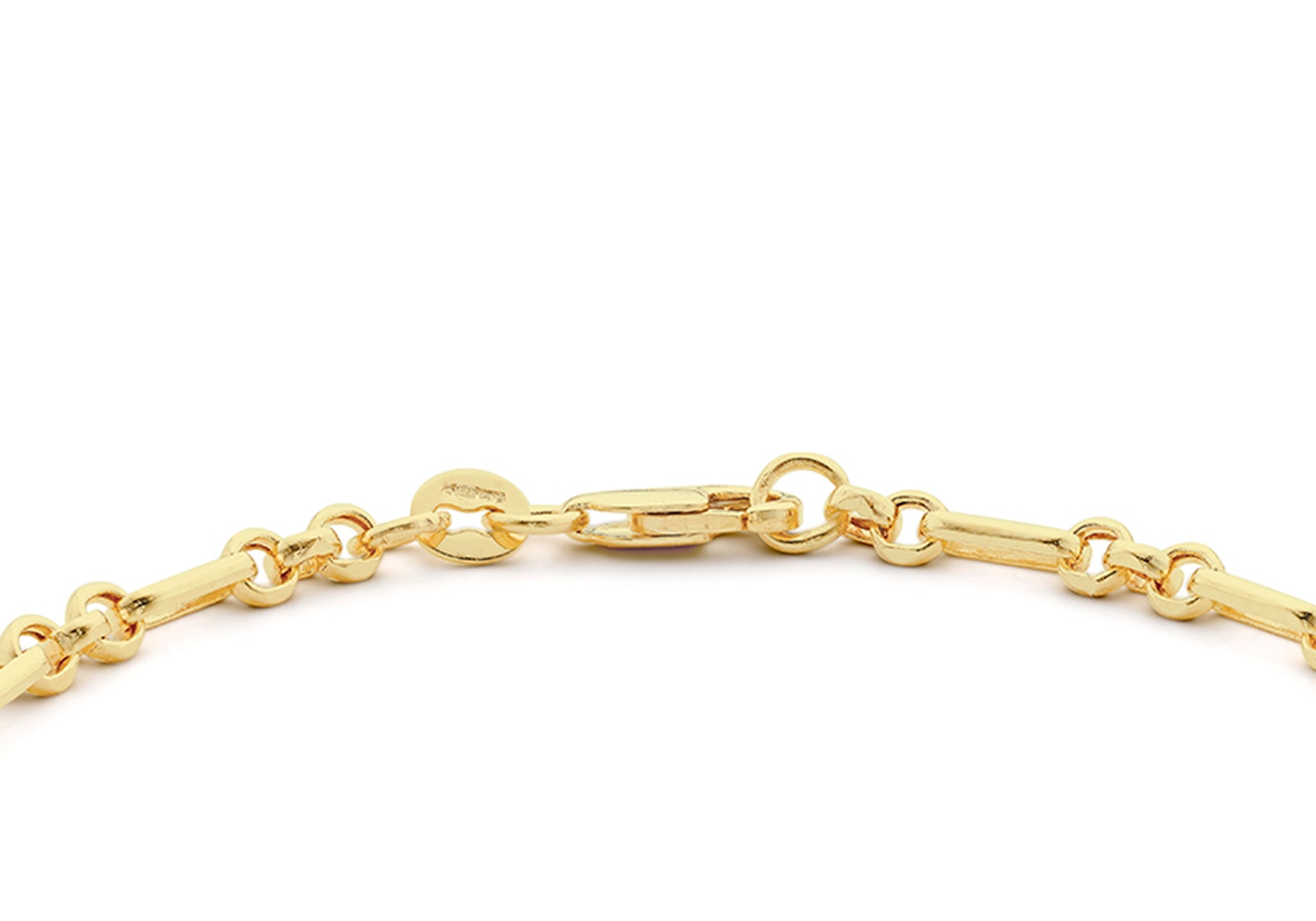 18ct Yellow Gold Round Bar & Round Links Belcher Bracelet