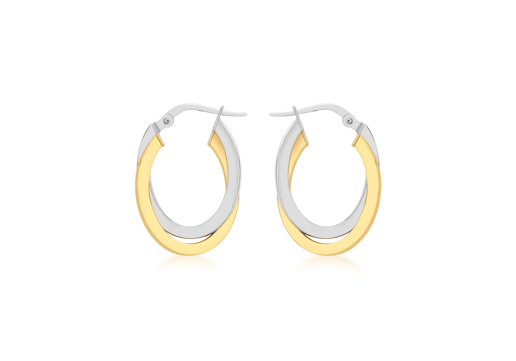 18ct Two-Tone Gold Oval Crossover Creole Earrings