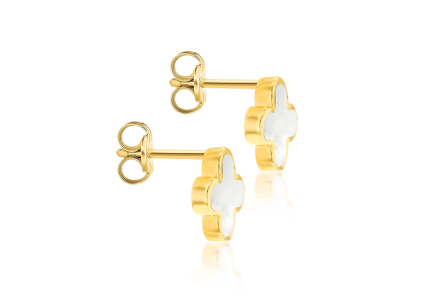 18ct Yellow Gold Mother Of Pearl Petal Stud Earrings