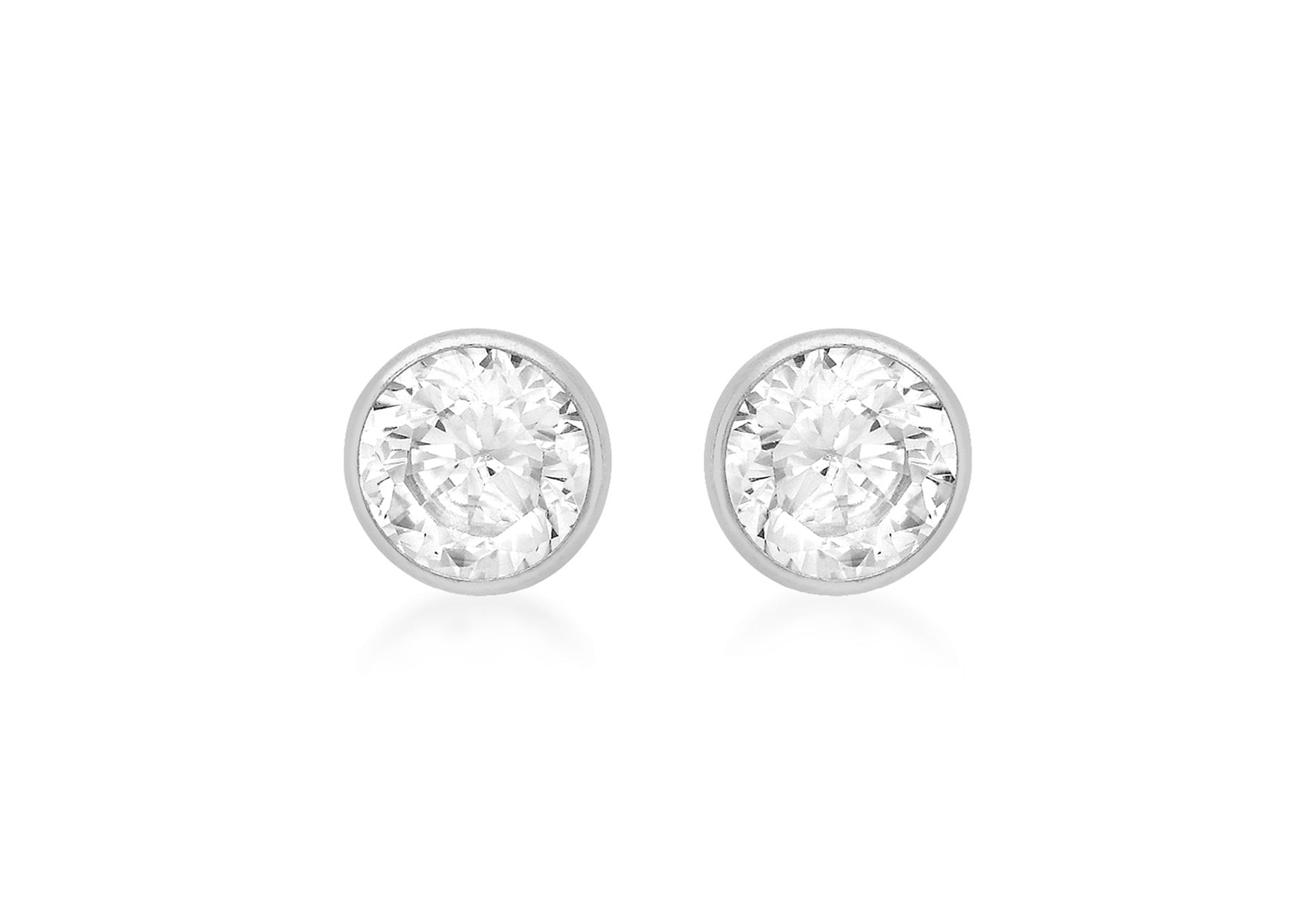 18ct White Gold Round Zirconia Stud Earrings