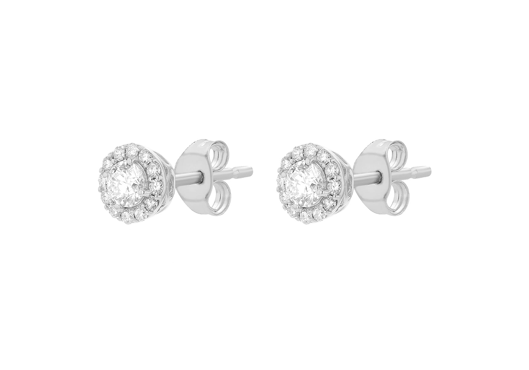 18ct White Gold 0.73ct Diamond Halo Stud Earrings